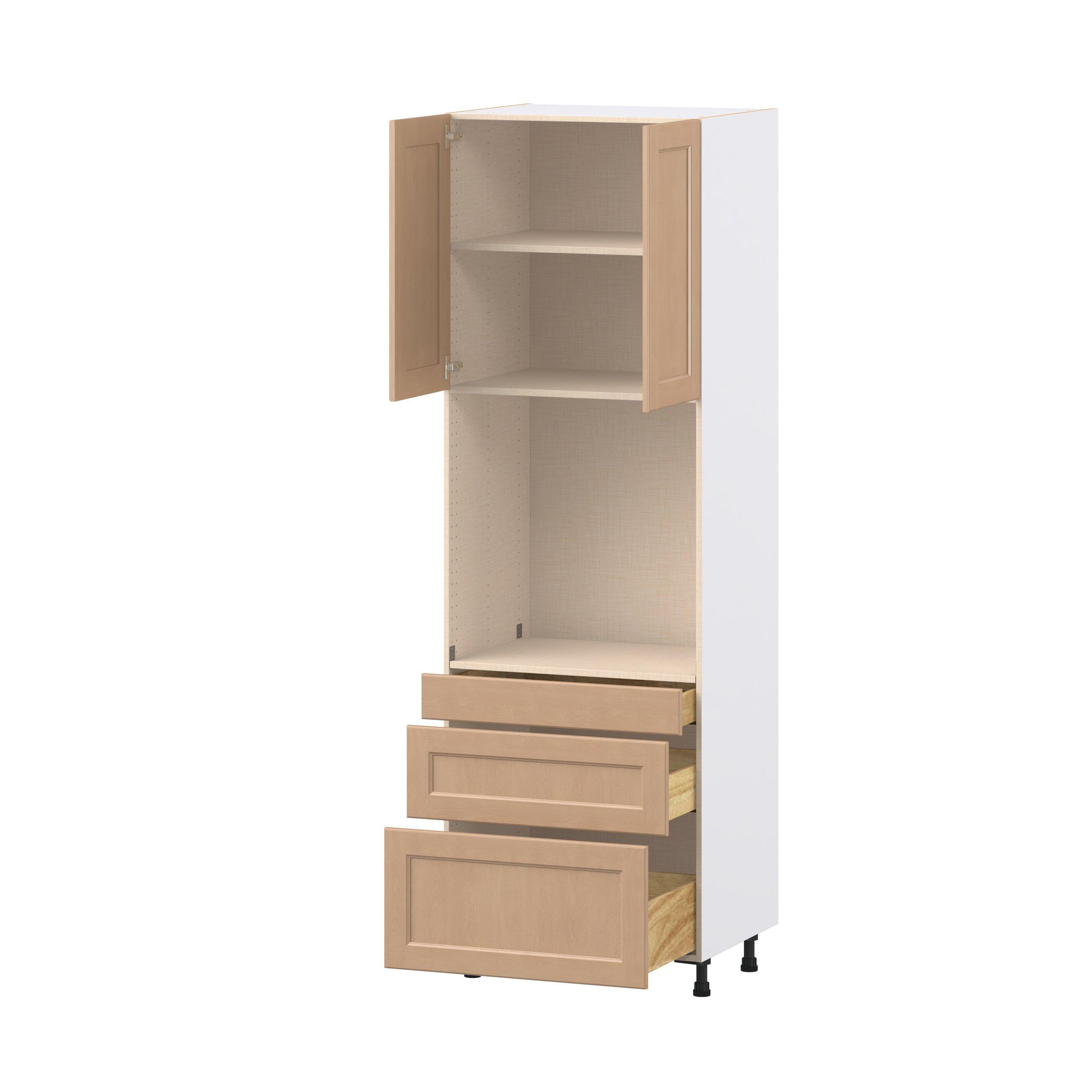 Sugarhill 30 in. Stained Sugar Cookie Door and Drawer Single Oven Pantry Cabinet
