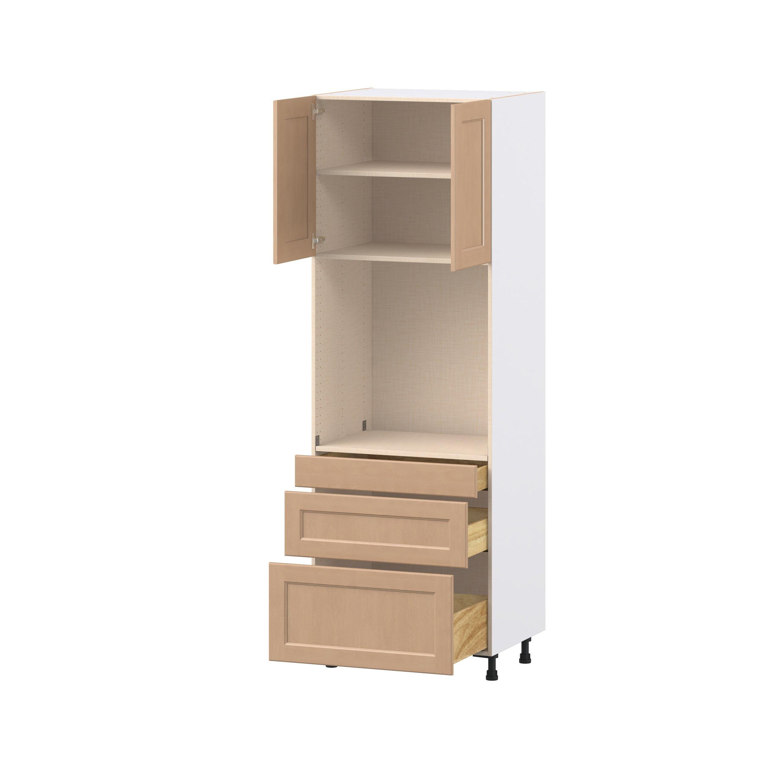 Sugarhill 30 in. Stained Sugar Cookie Door and Drawer Single Oven Pantry Cabinet