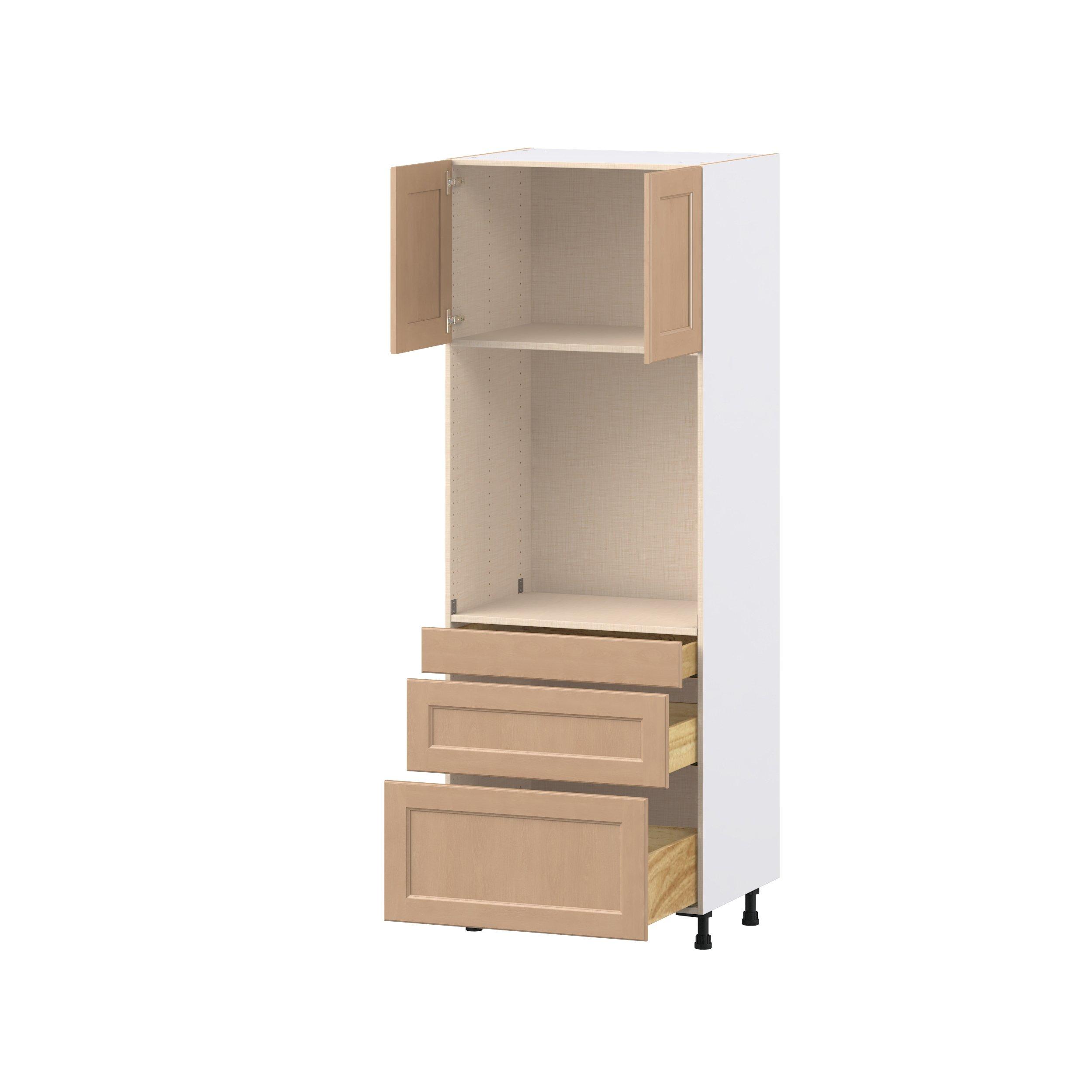 Sugarhill 30 in. Stained Sugar Cookie Door and Drawer Single Oven Pantry Cabinet
