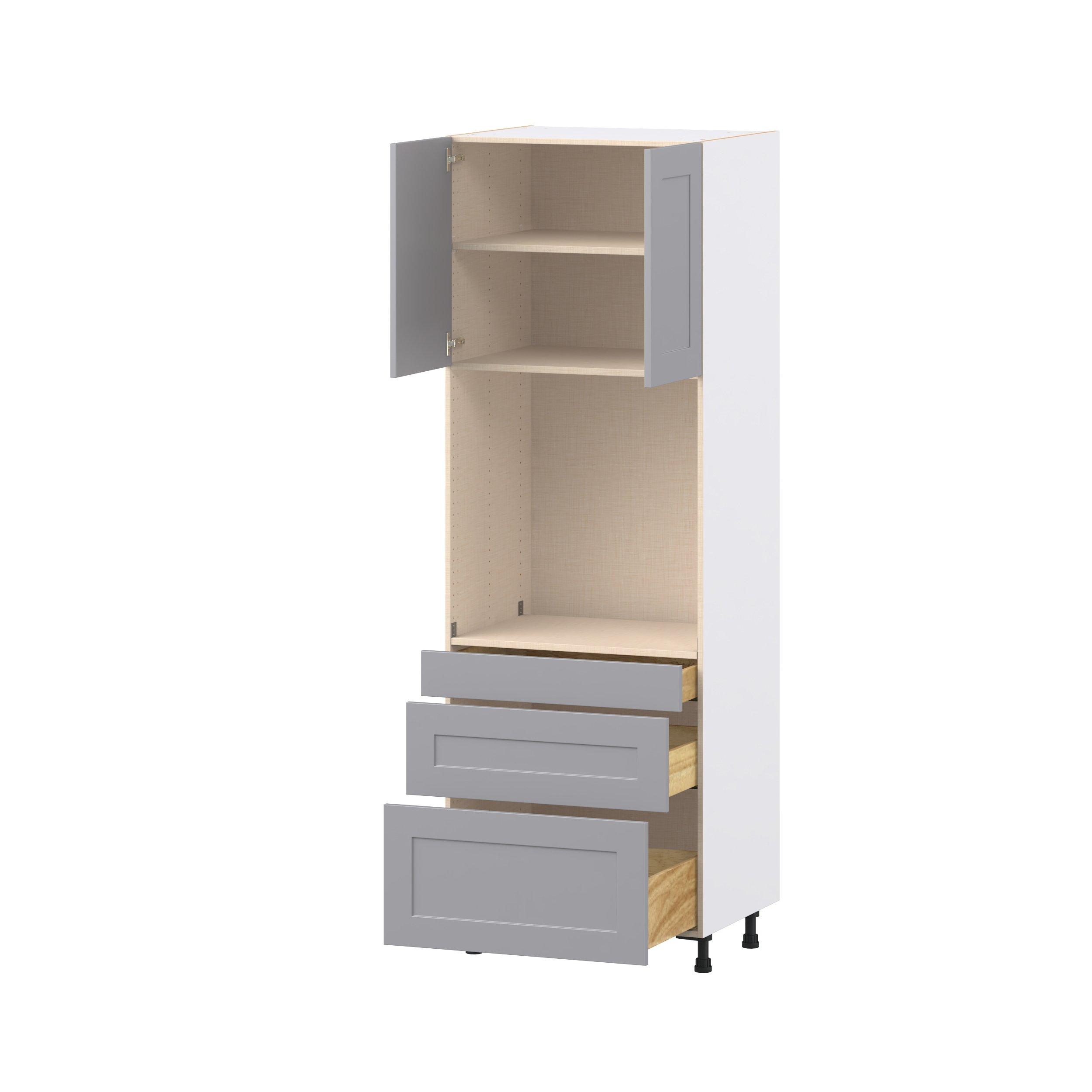 Candler 30 in. Painted Slate Gray Door and Drawer Single Oven Pantry Cabinet