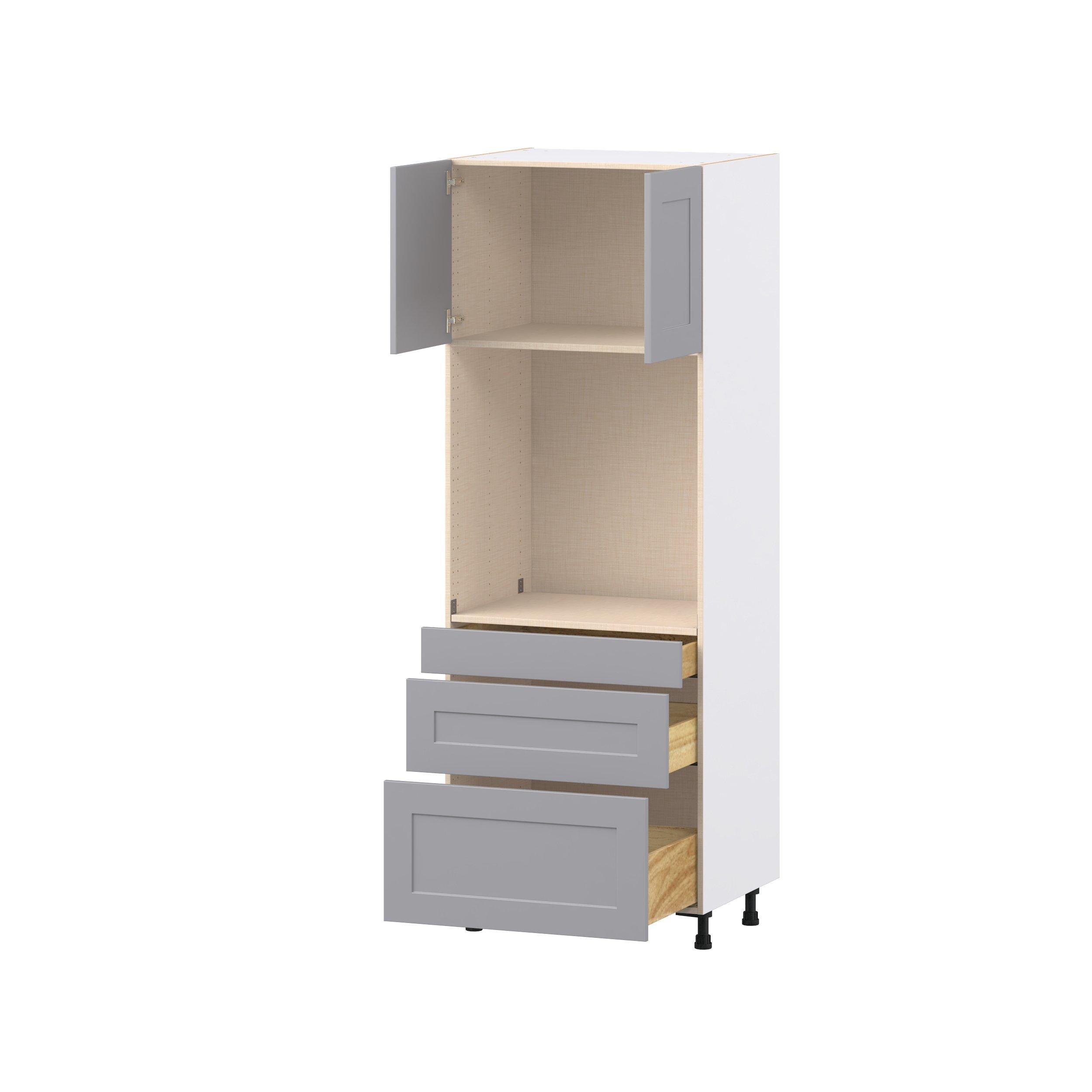 Candler 30 in. Painted Slate Gray Door and Drawer Single Oven Pantry Cabinet