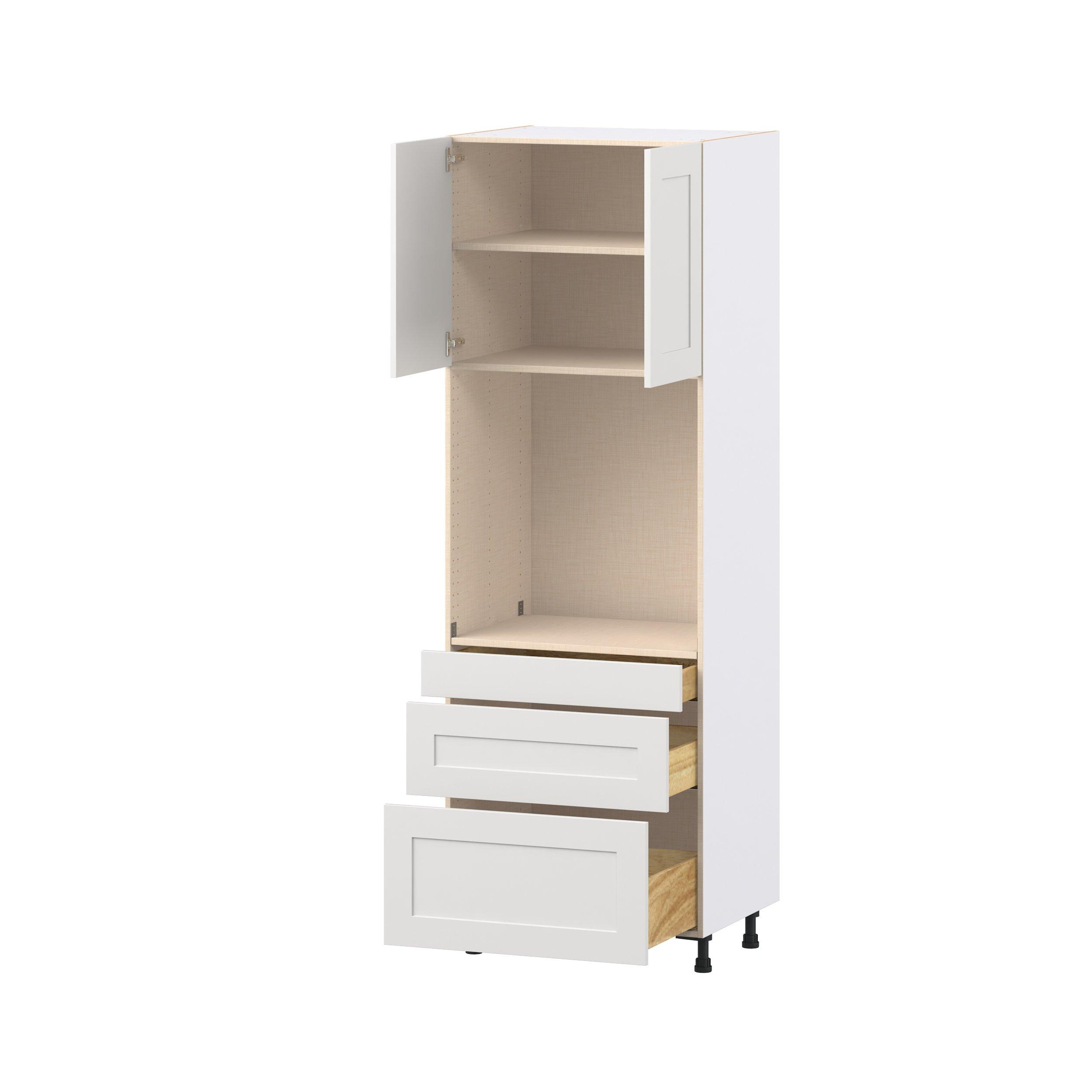Candler 30 in. Painted Warm White Door and Drawer Single Oven Pantry Cabinet
