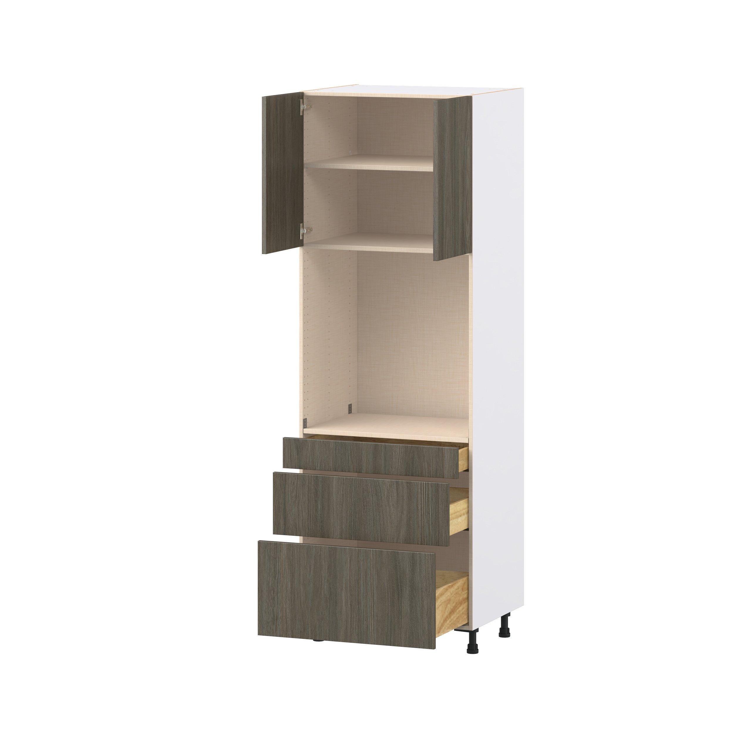 Glenwood 30 in. Burnt Walnut Door and Drawer Single Oven Pantry Cabinet