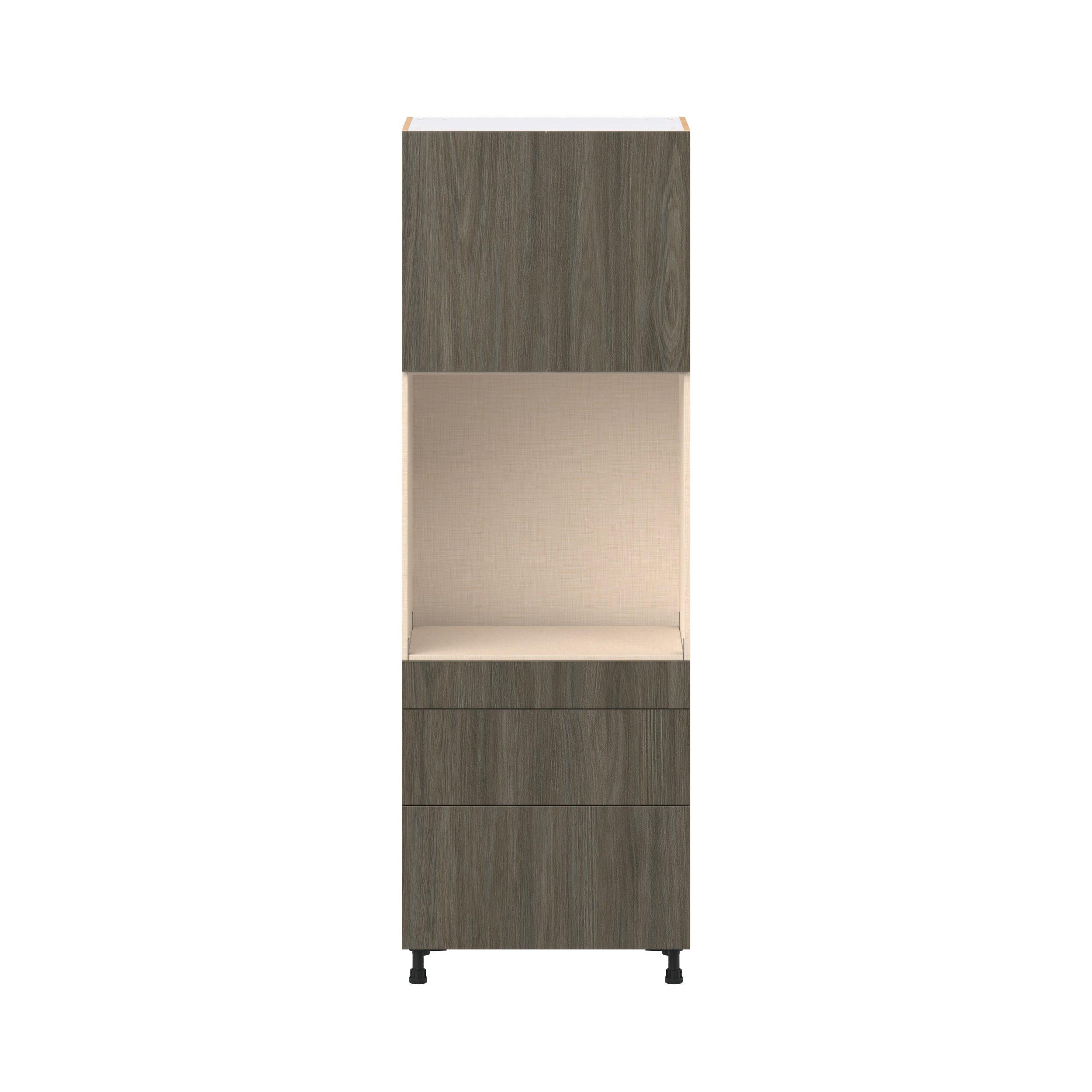 Glenwood 30 in. Burnt Walnut Door and Drawer Single Oven Pantry Cabinet