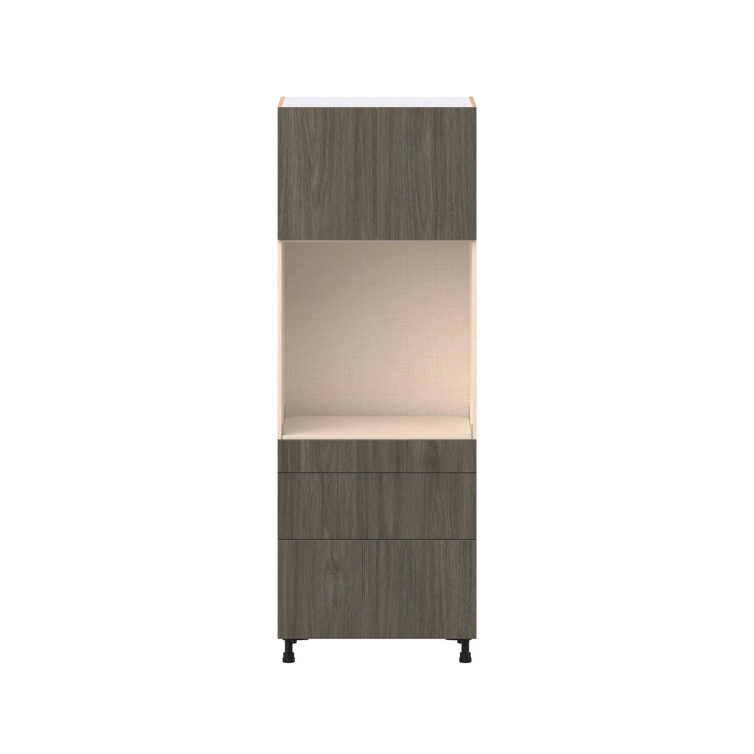 Glenwood 30 in. Burnt Walnut Door and Drawer Single Oven Pantry Cabinet