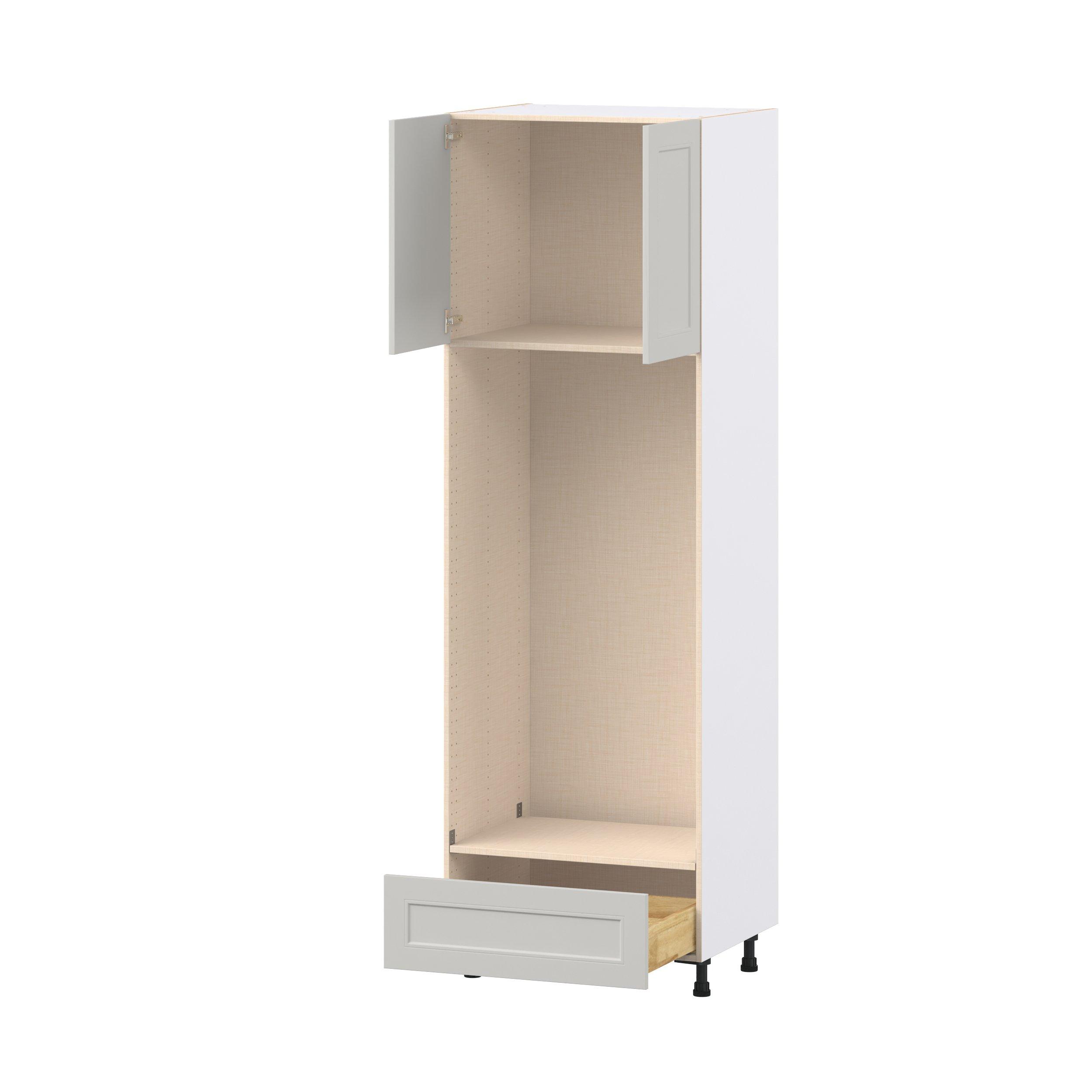 Lenox 30 in. Painted Light Gray Door and Drawer Double Oven Pantry Cabinet