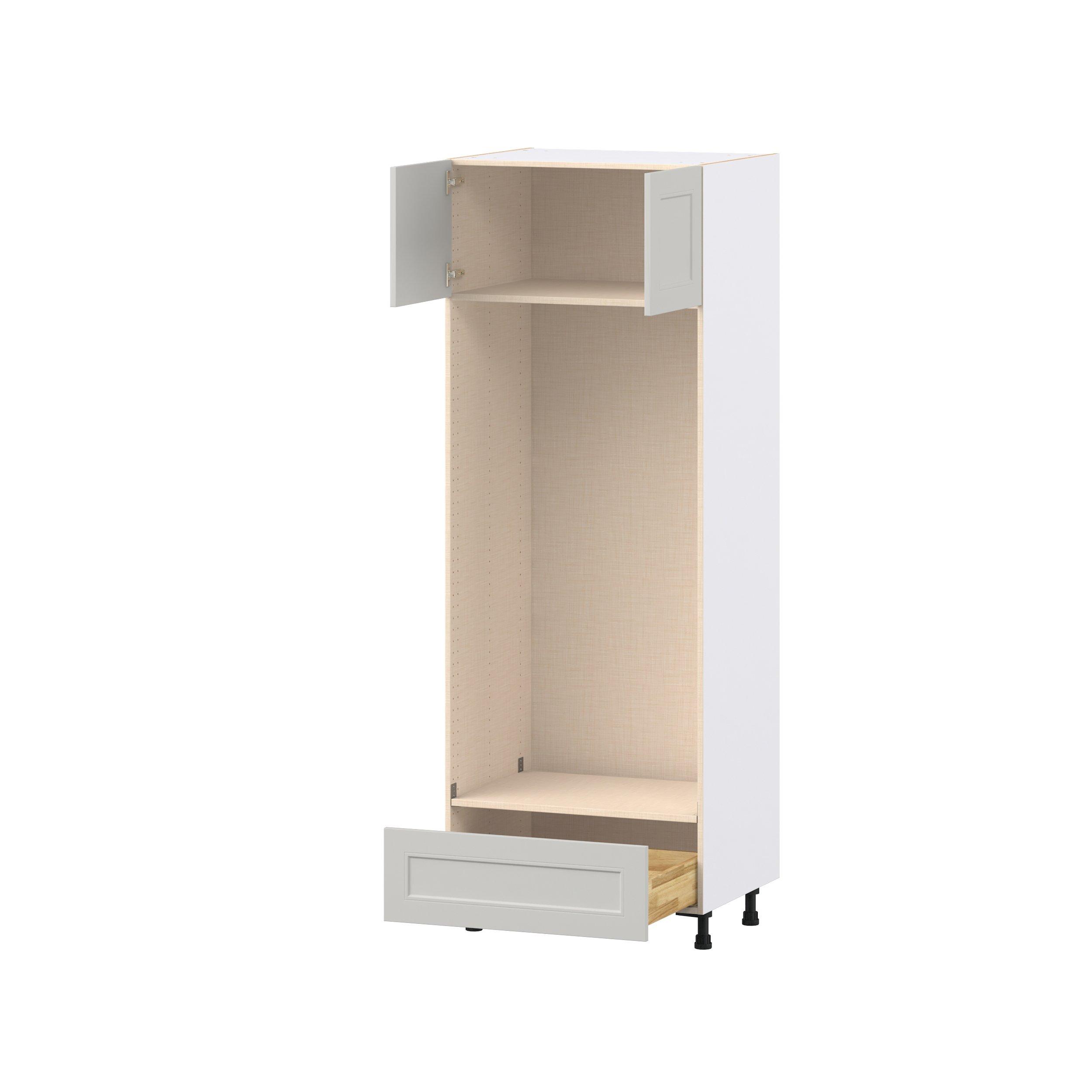 Lenox 30 in. Painted Light Gray Door and Drawer Double Oven Pantry Cabinet