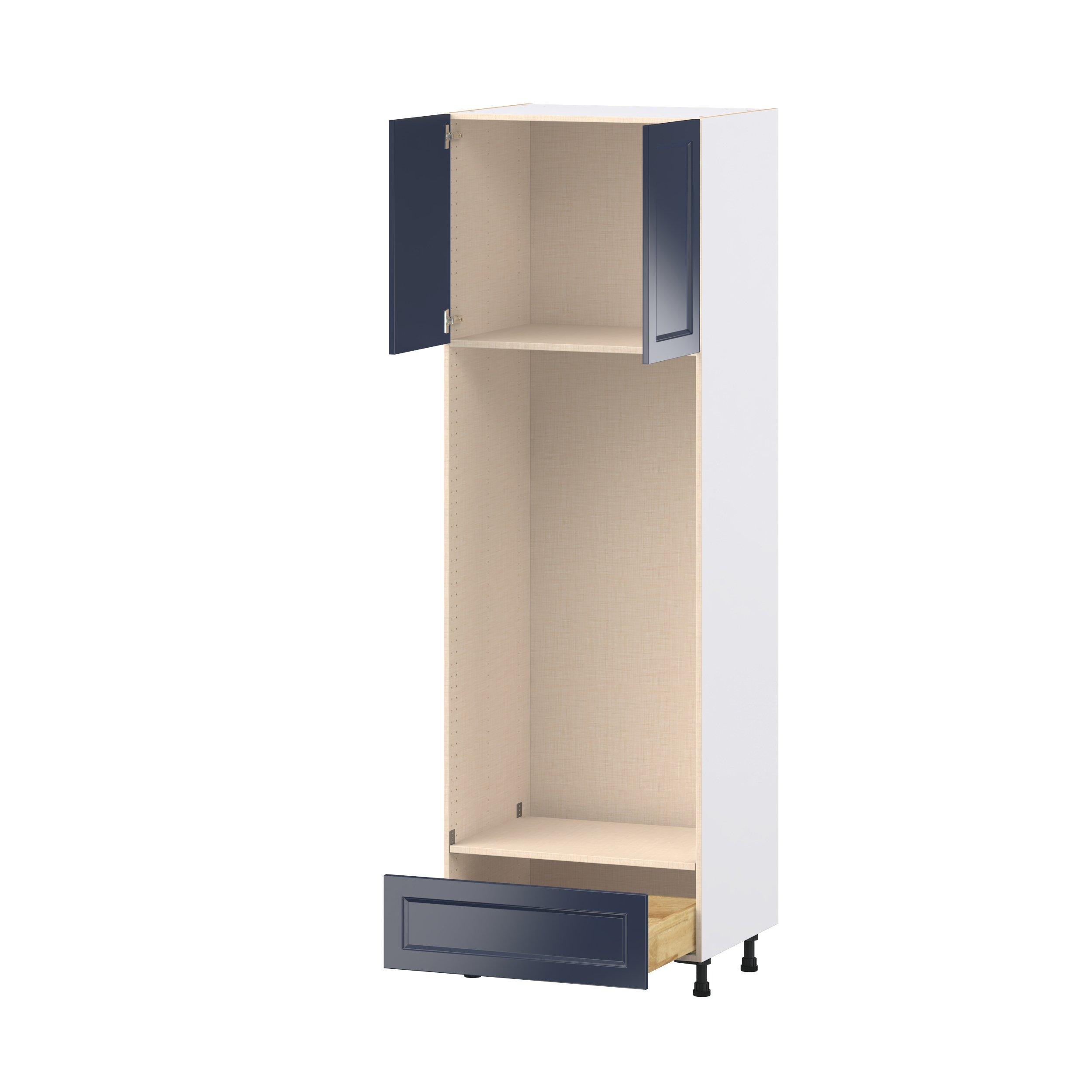Peachtree 30 in. Painted Midnight Blue Door and Drawer Double Oven Pantry Cabinet