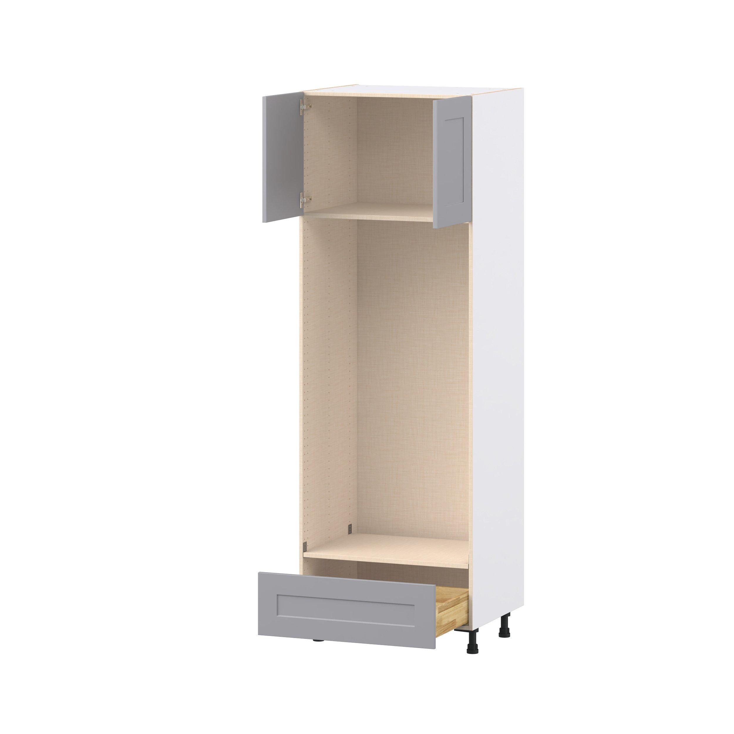 Candler 30 in. Painted Slate Gray Door and Drawer Double Oven Pantry Cabinet