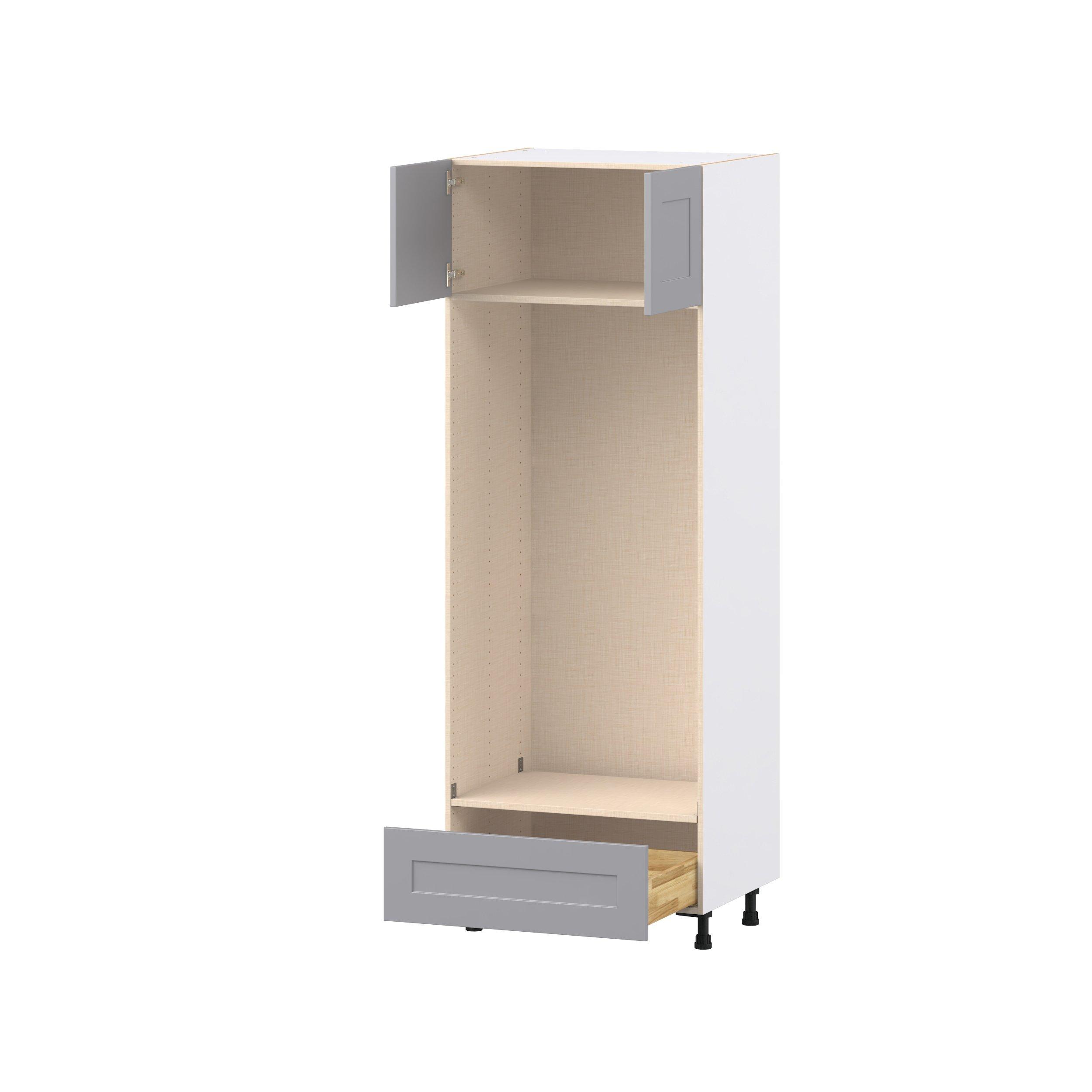 Candler 30 in. Painted Slate Gray Door and Drawer Double Oven Pantry Cabinet
