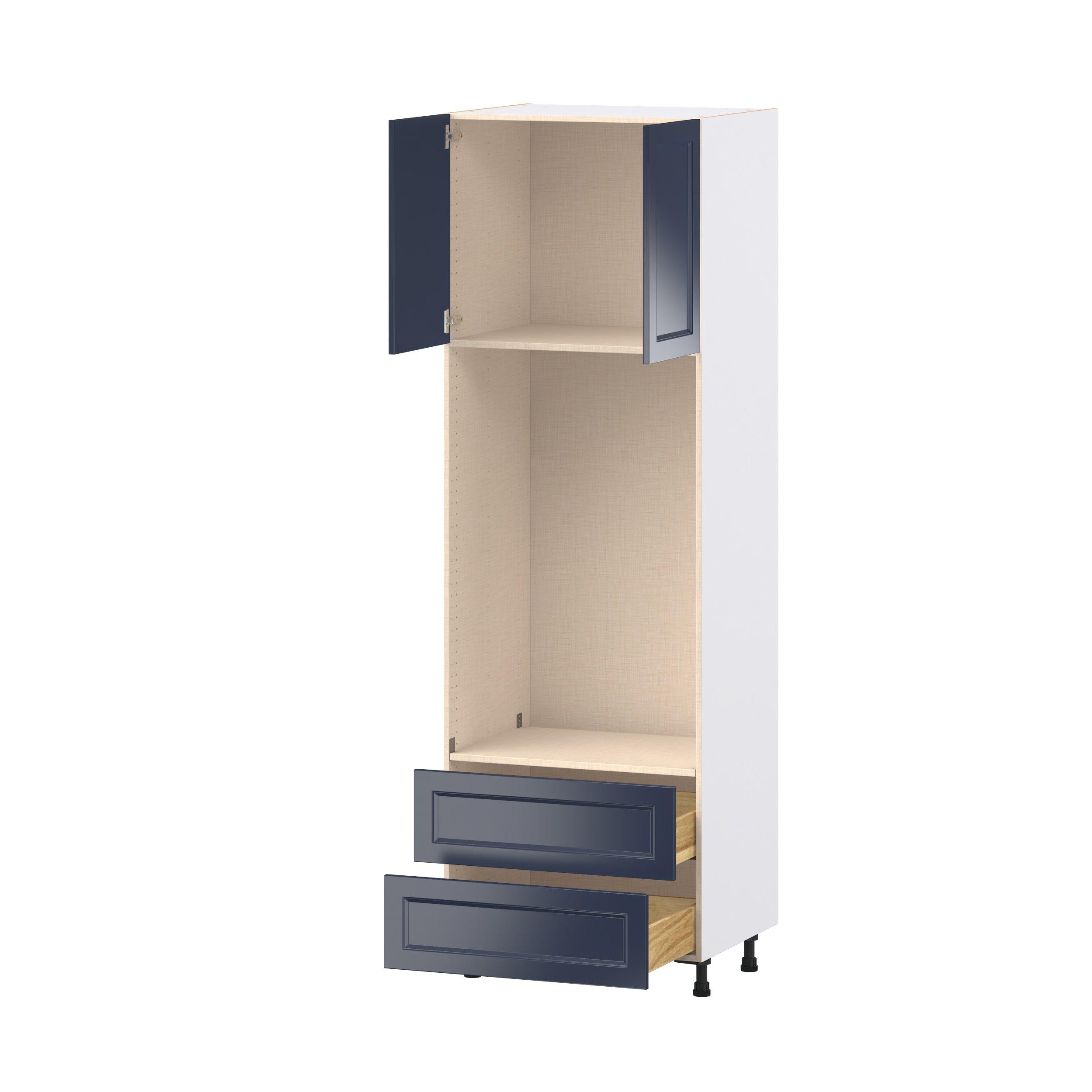 Peachtree 30 in. Painted Midnight Blue Door and Drawer Microwave Pantry Cabinet