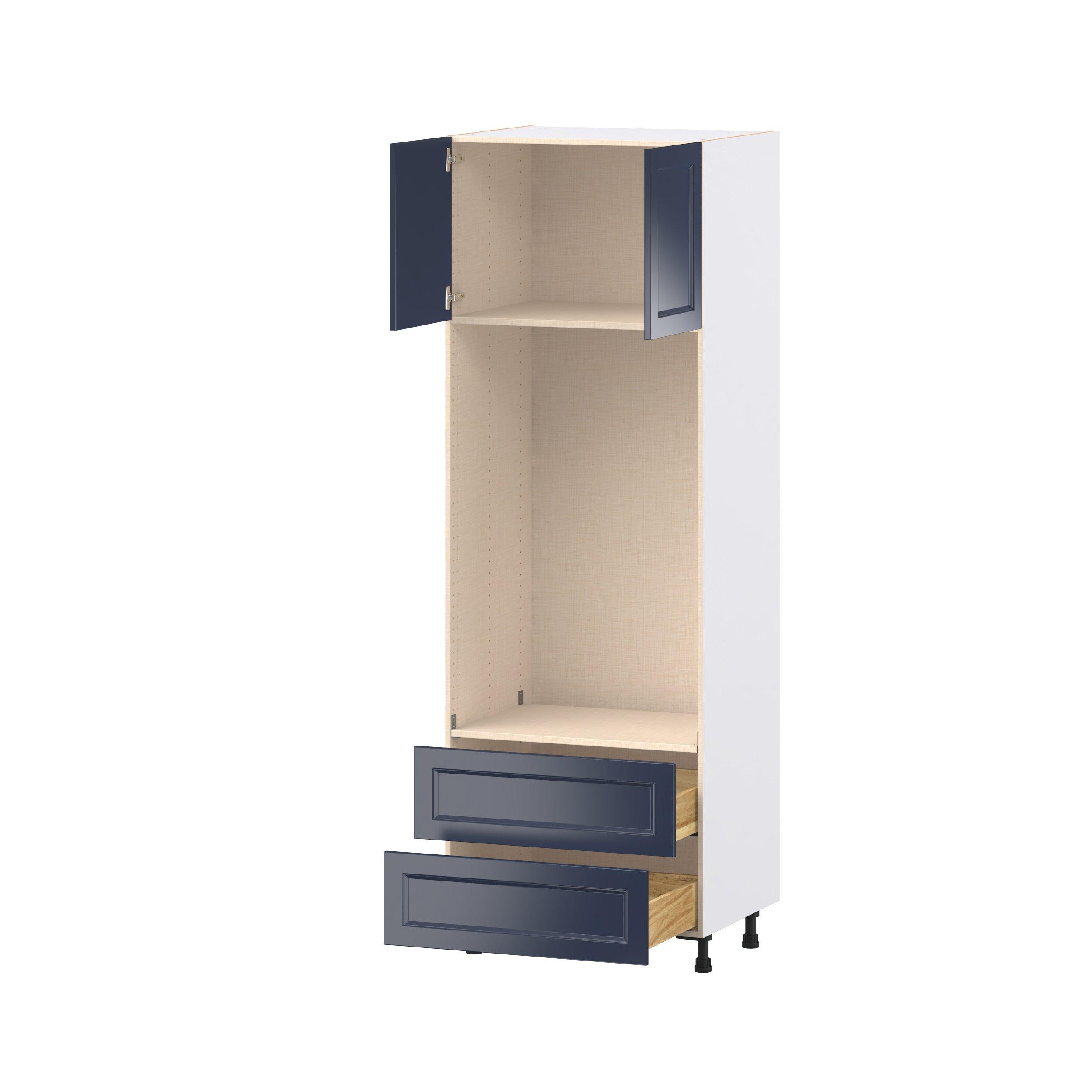 Peachtree 30 in. Painted Midnight Blue Door and Drawer Microwave/Oven Pantry Cabinet