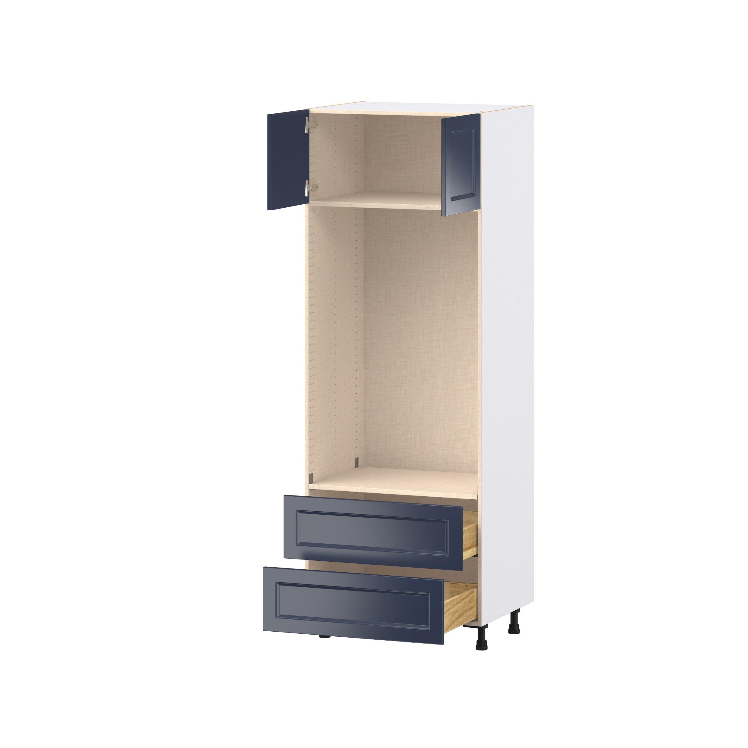 Peachtree 30 in. Painted Midnight Blue Door and Drawer Microwave/Oven Pantry Cabinet