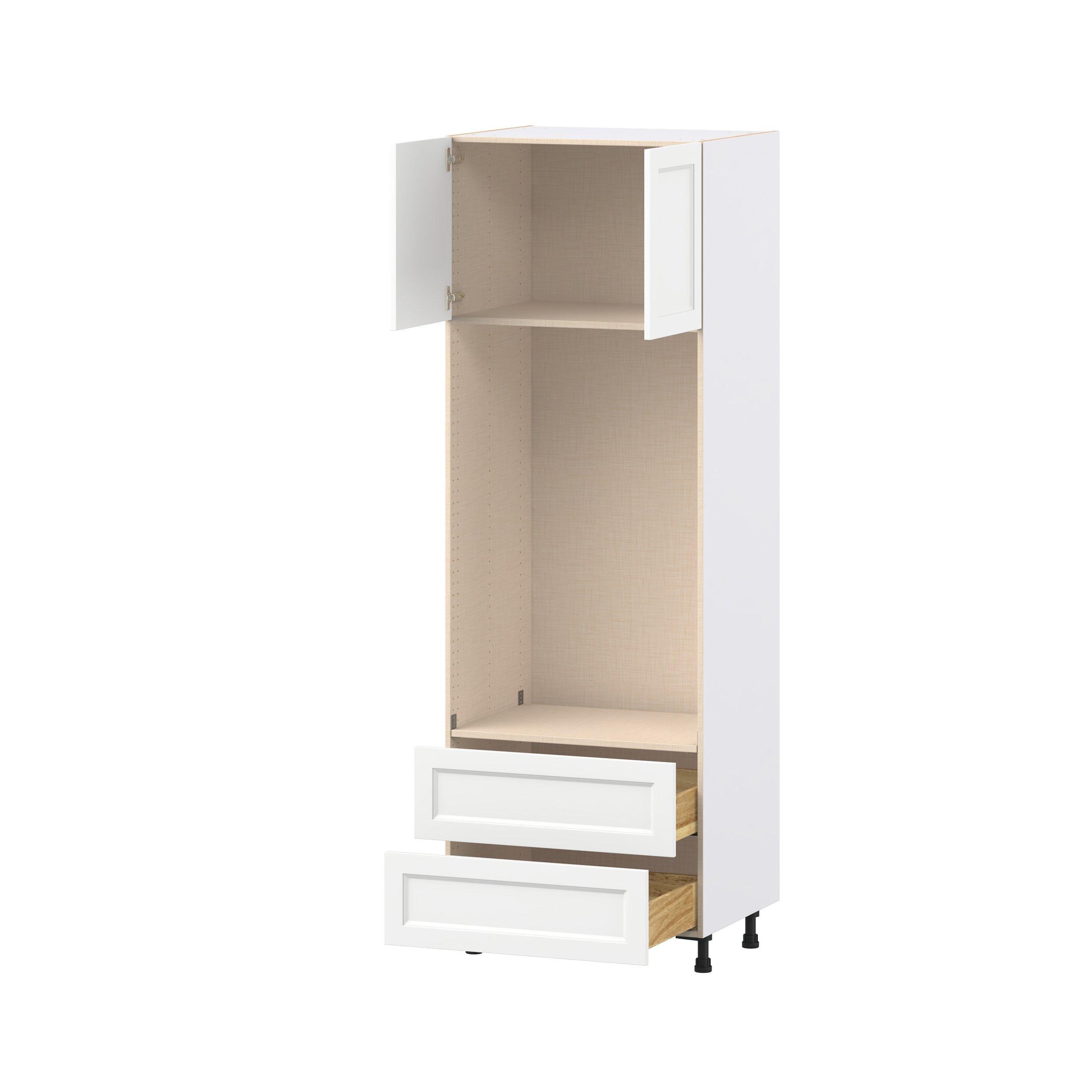 Peachtree 30 in. Painted Bright White Door and Drawer Microwave/Oven Pantry Cabinet