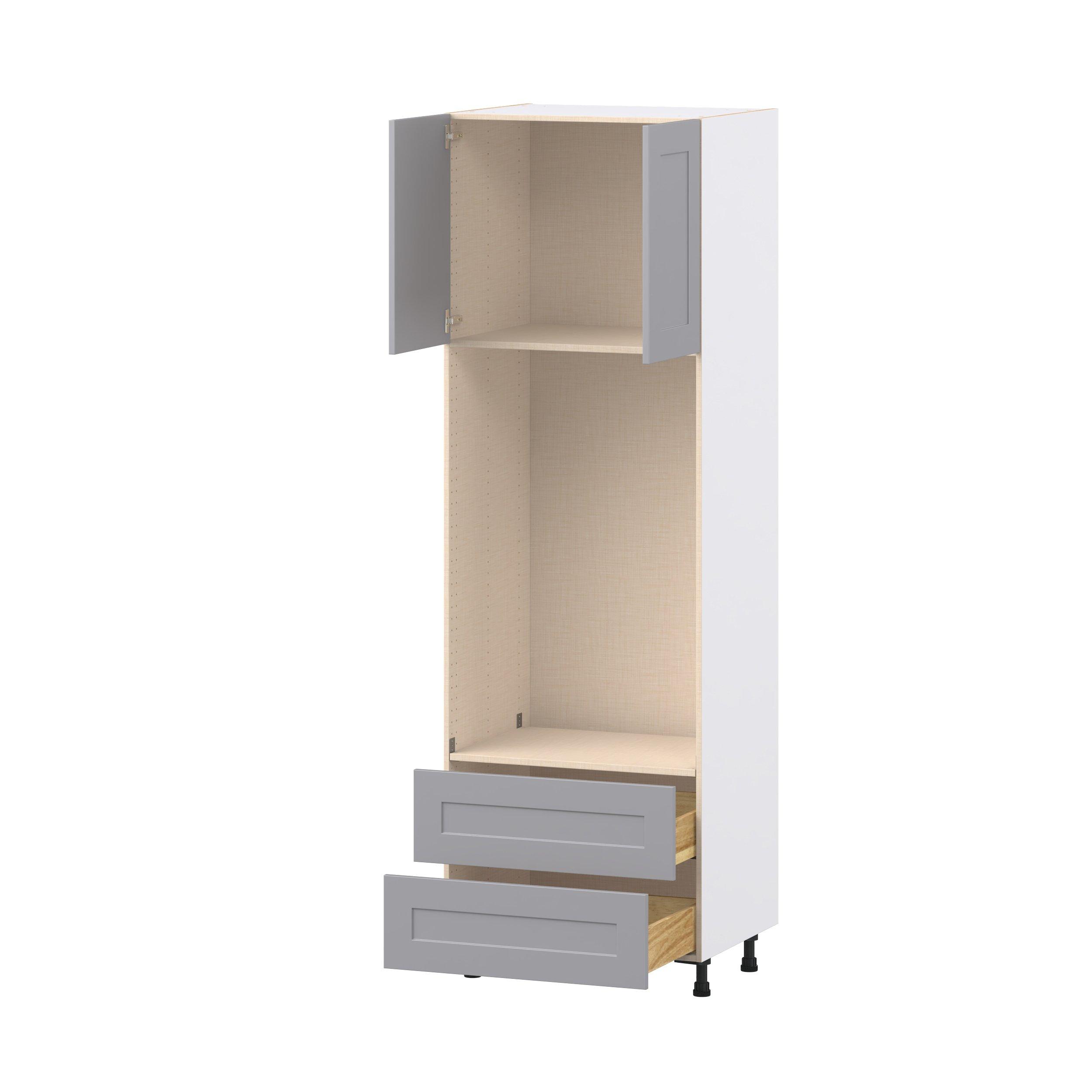 Candler 30 in. Painted Slate Gray Door and Drawer Microwave Pantry Cabinet