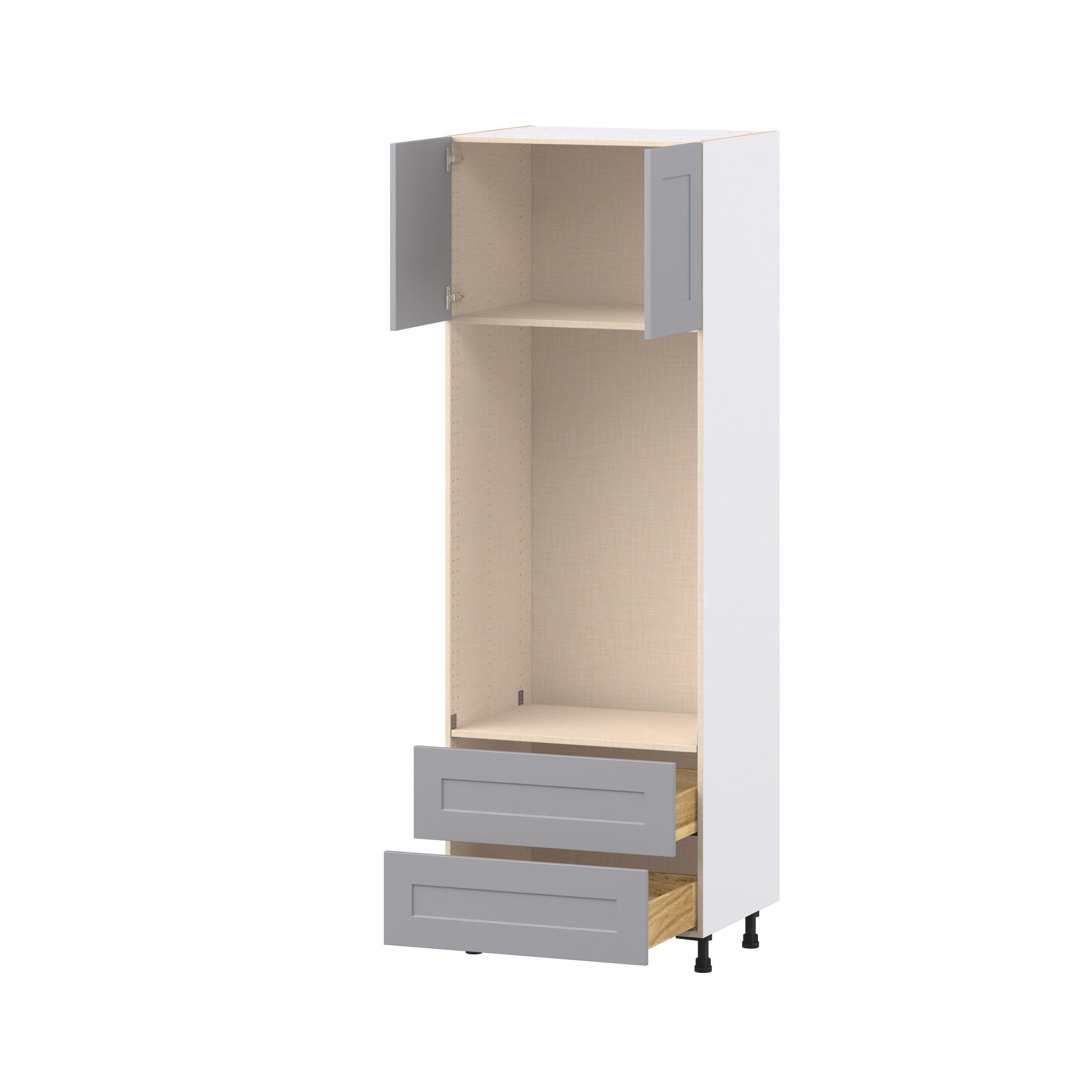 Candler 30 in. Painted Slate Gray Door and Drawer Microwave/Oven Pantry Cabinet