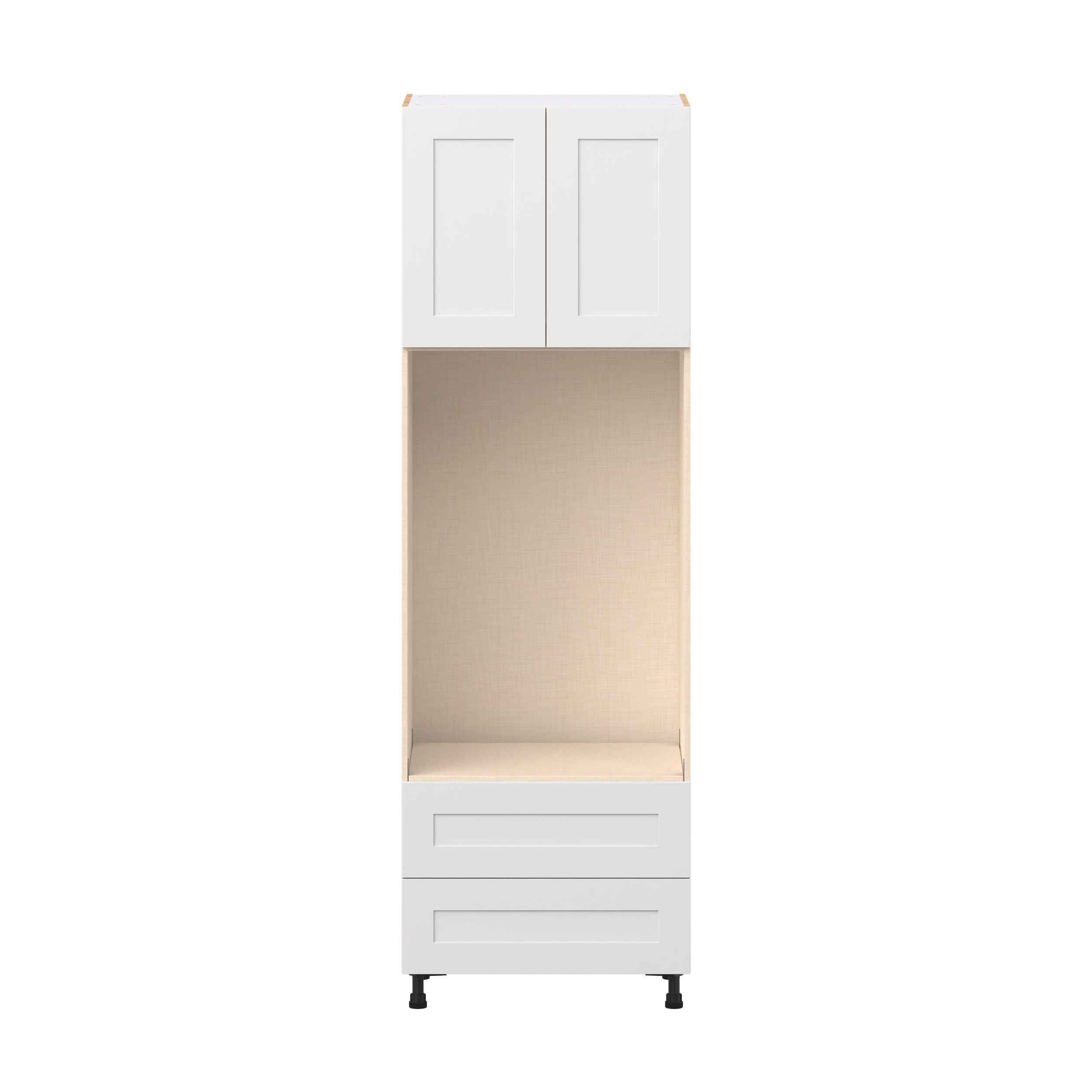 Candler 30 in. Painted Warm White Door and Drawer Microwave Pantry Cabinet