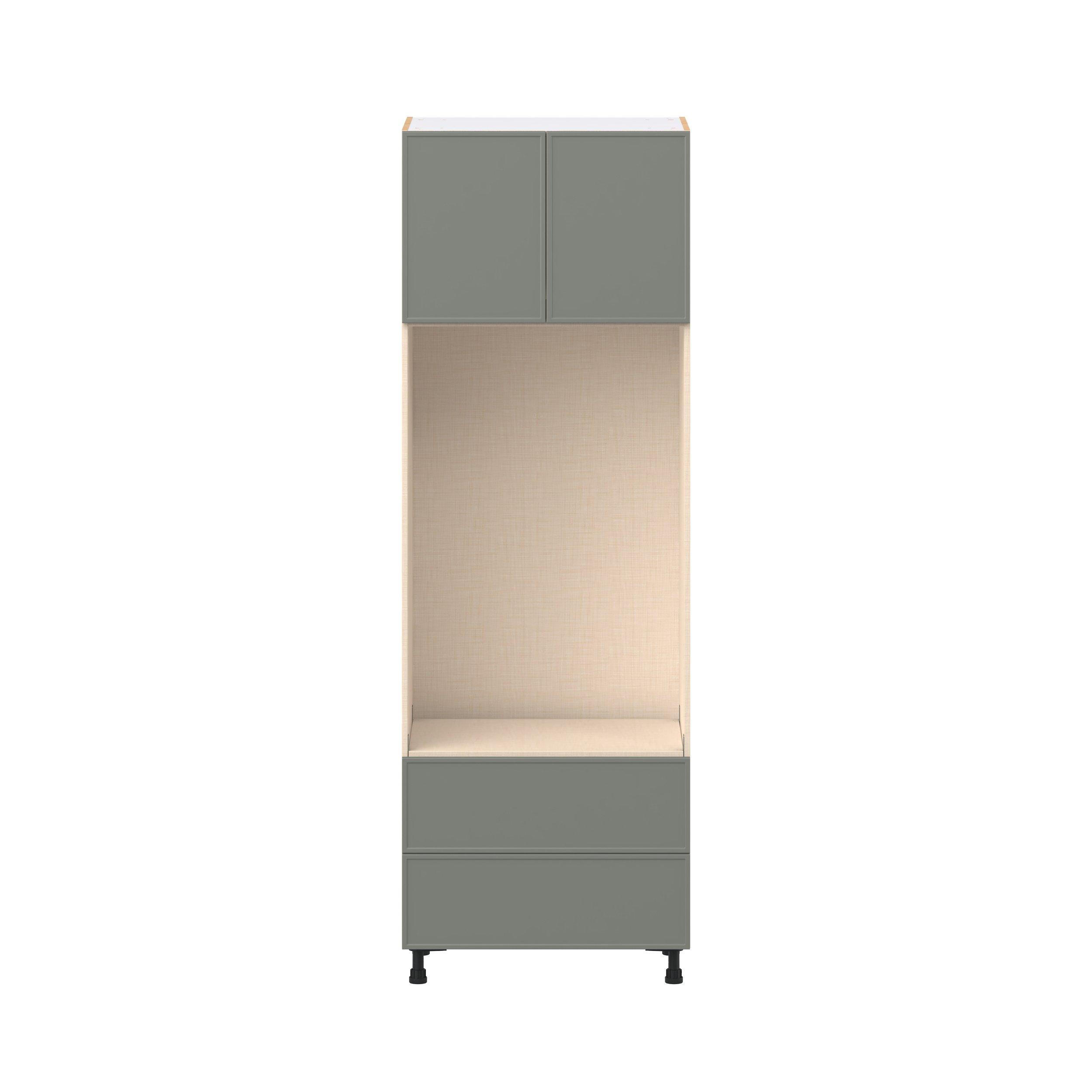 Linden 30 in. Painted Moss Green Door and Drawer Microwave/Oven Pantry Cabinet
