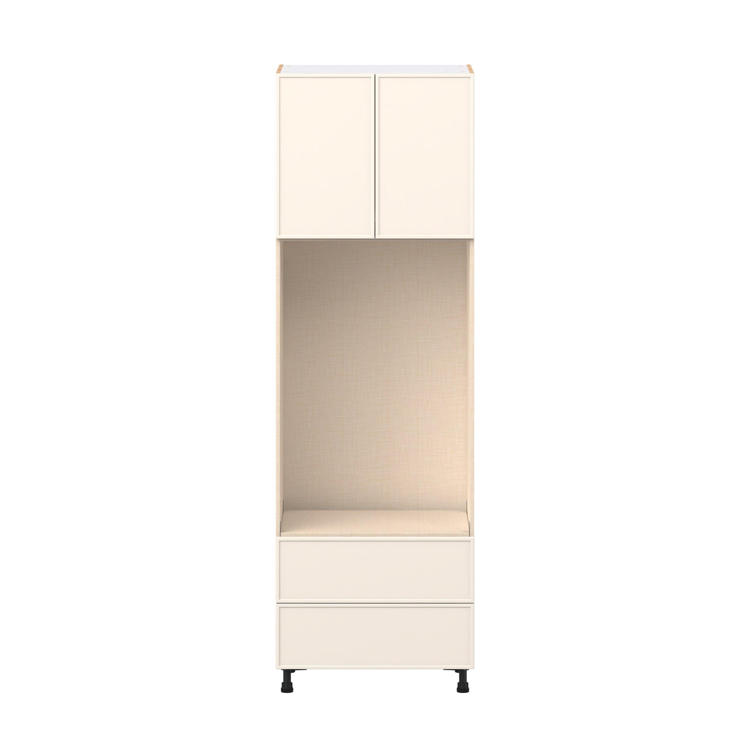 Linden 30 in. Painted Washed Linen Door and Drawer Microwave Pantry Cabinet