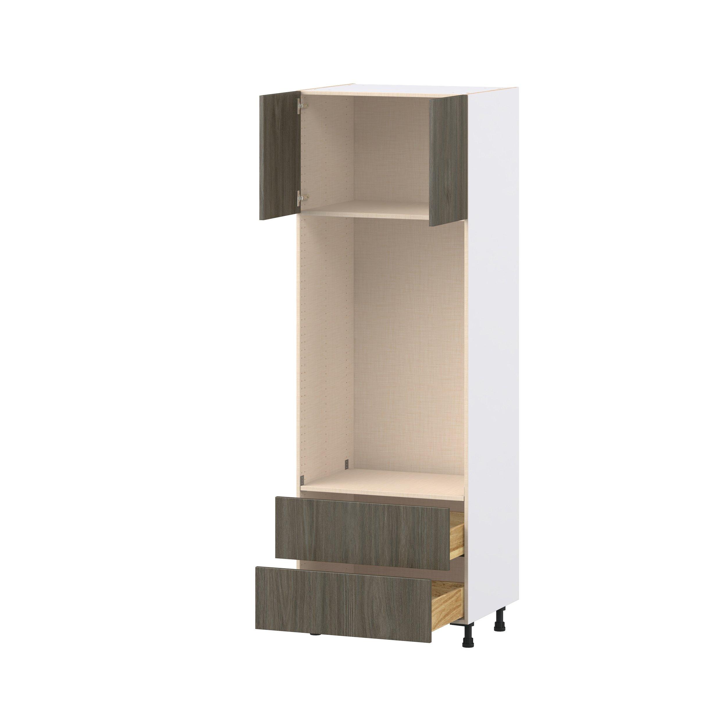 Glenwood 30 in. Burnt Walnut Door and Drawer Microwave/Oven Pantry Cabinet