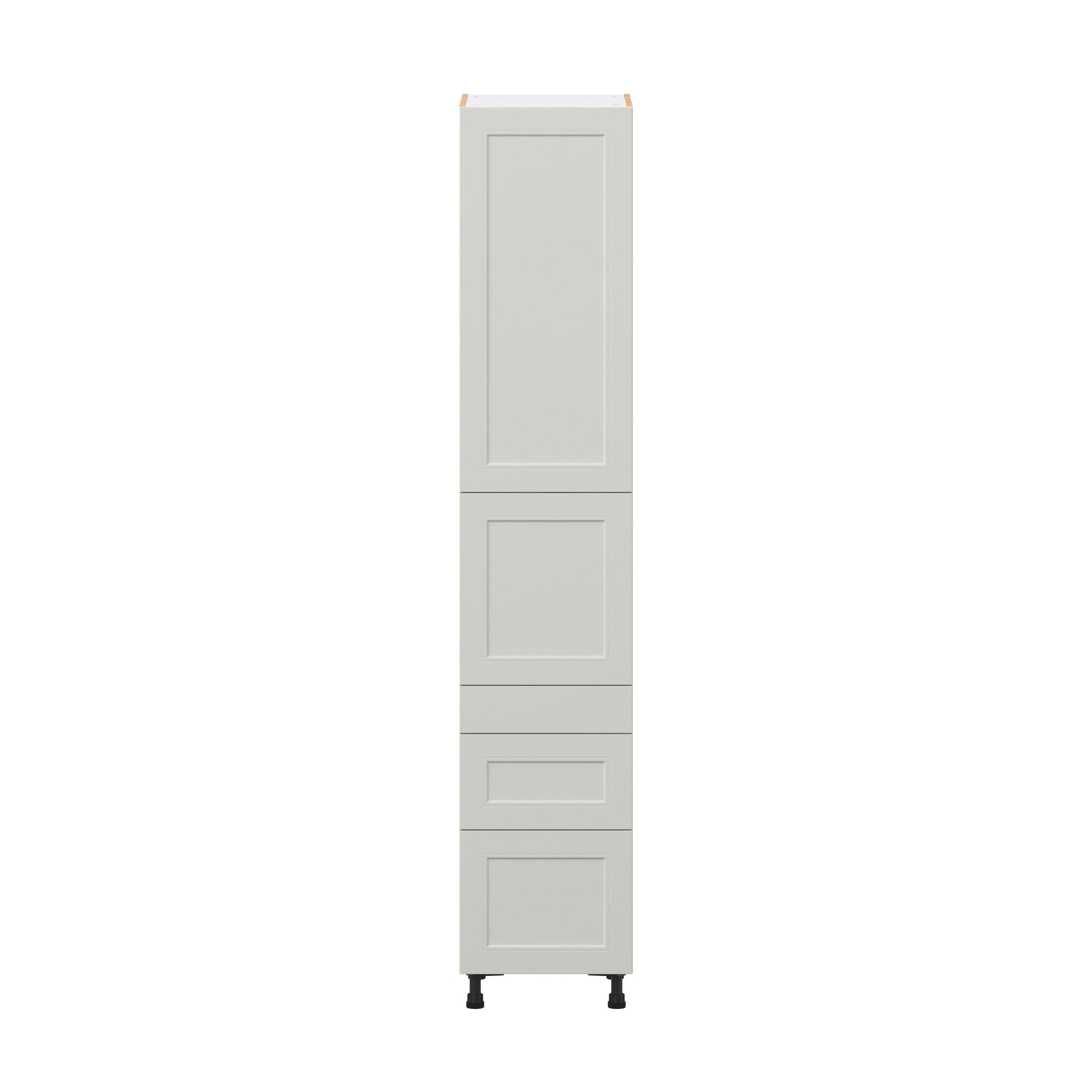 Lenox 18 in. Painted Light Gray Door and Drawer Pantry Cabinet with Inner Pull-Out