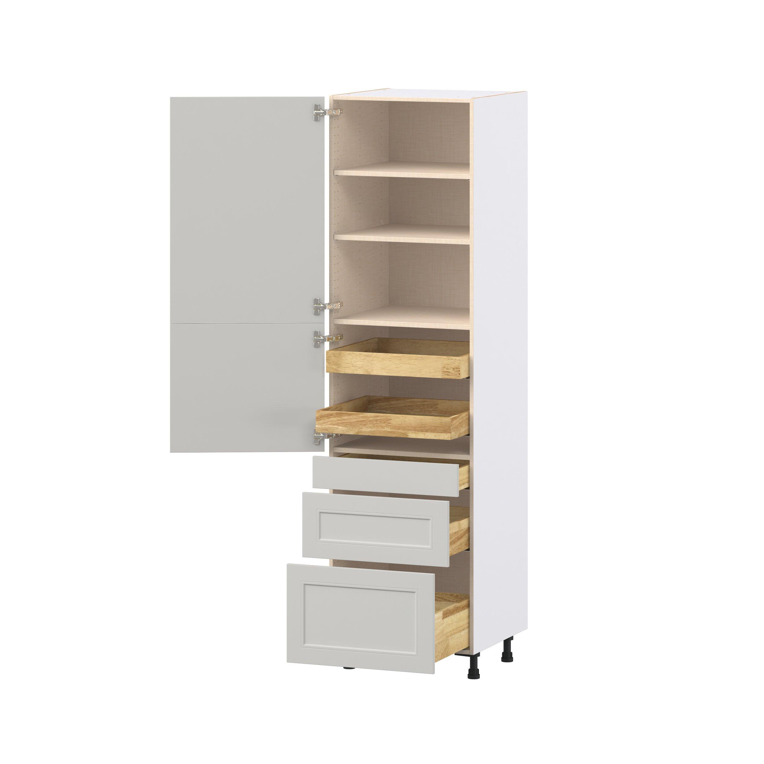 Lenox 24 in. Painted Light Gray Door and Drawer Pantry Cabinet with Inner Pull-Out