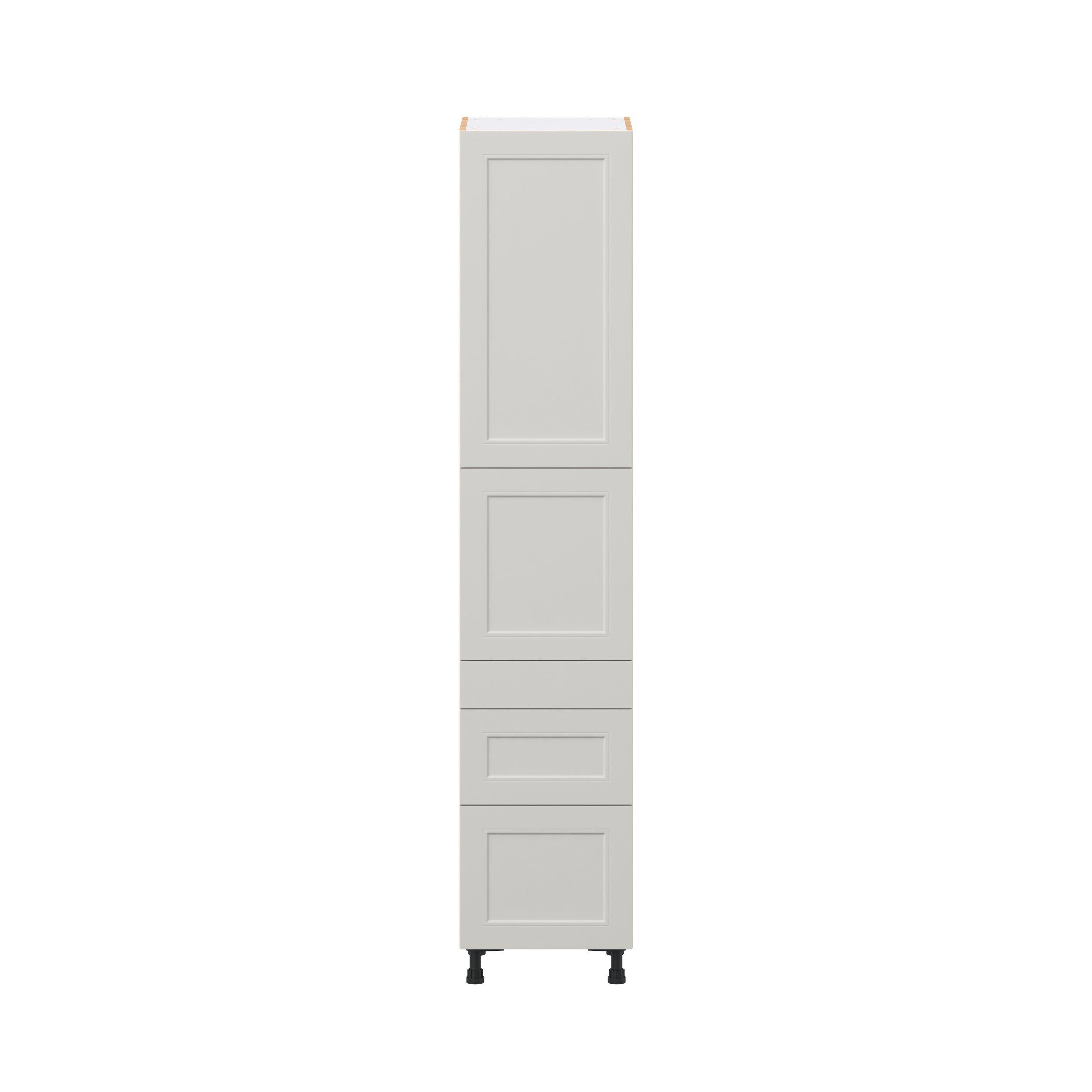 Lenox 18 in. Painted Light Gray Door and Drawer Pantry Cabinet with Inner Pull-Out