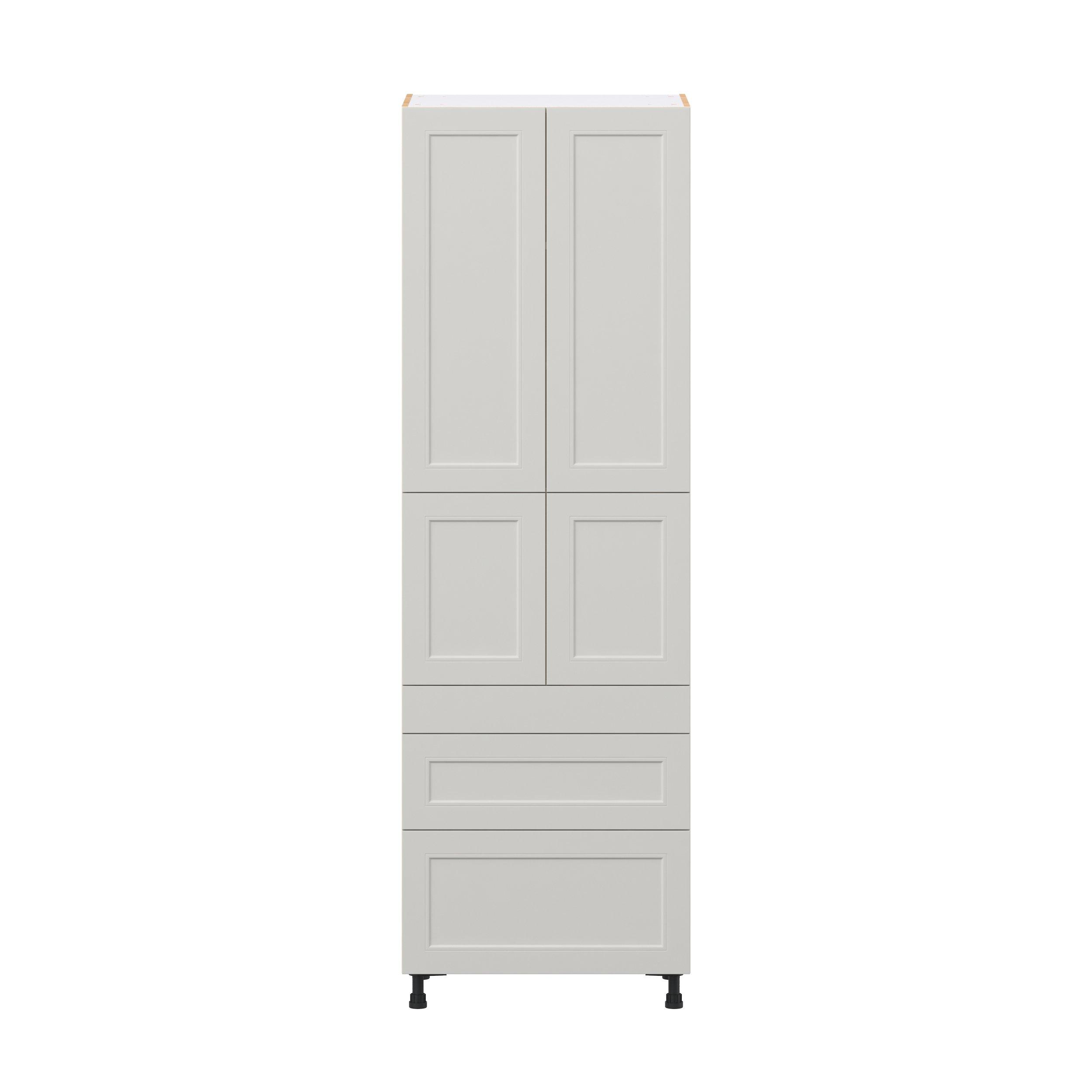 Lenox 30 in. Painted Light Gray Door and Drawer Pantry Cabinet with Inner Pull-Out