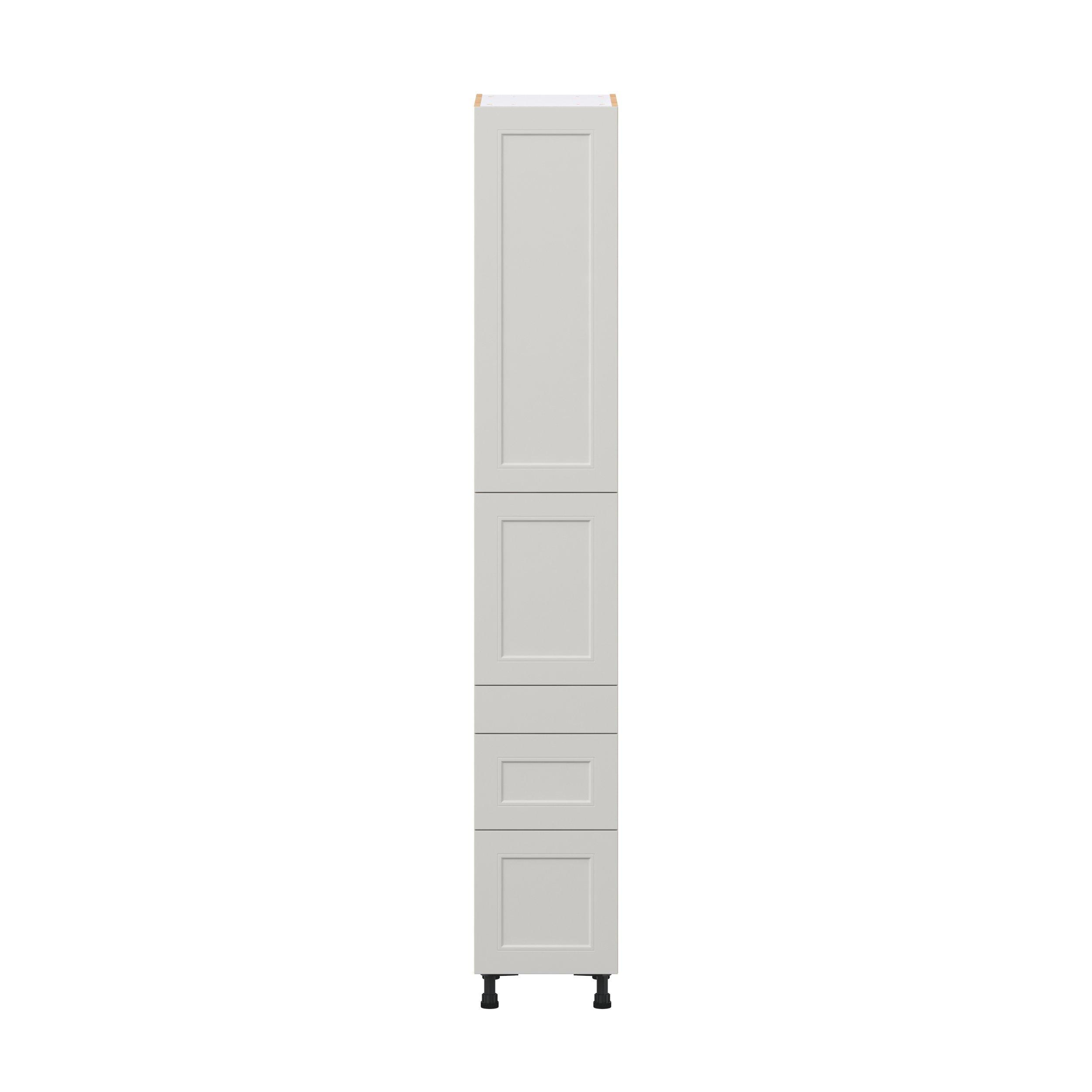 Lenox 15 in. Painted Light Gray Door and Drawer Pantry Cabinet with Inner Pull-Out