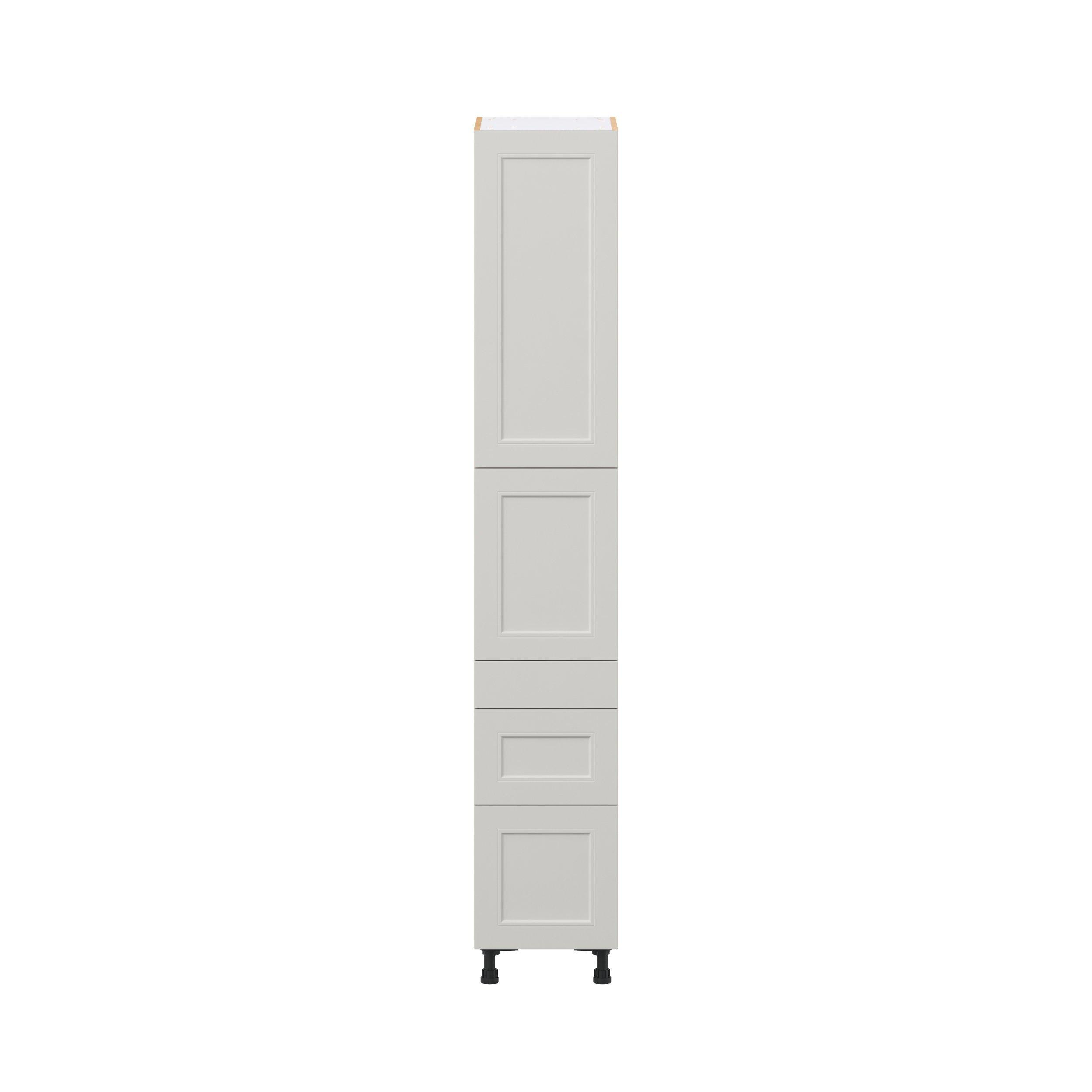 Lenox 15 in. Painted Light Gray Door and Drawer Pantry Cabinet with Inner Pull-Out
