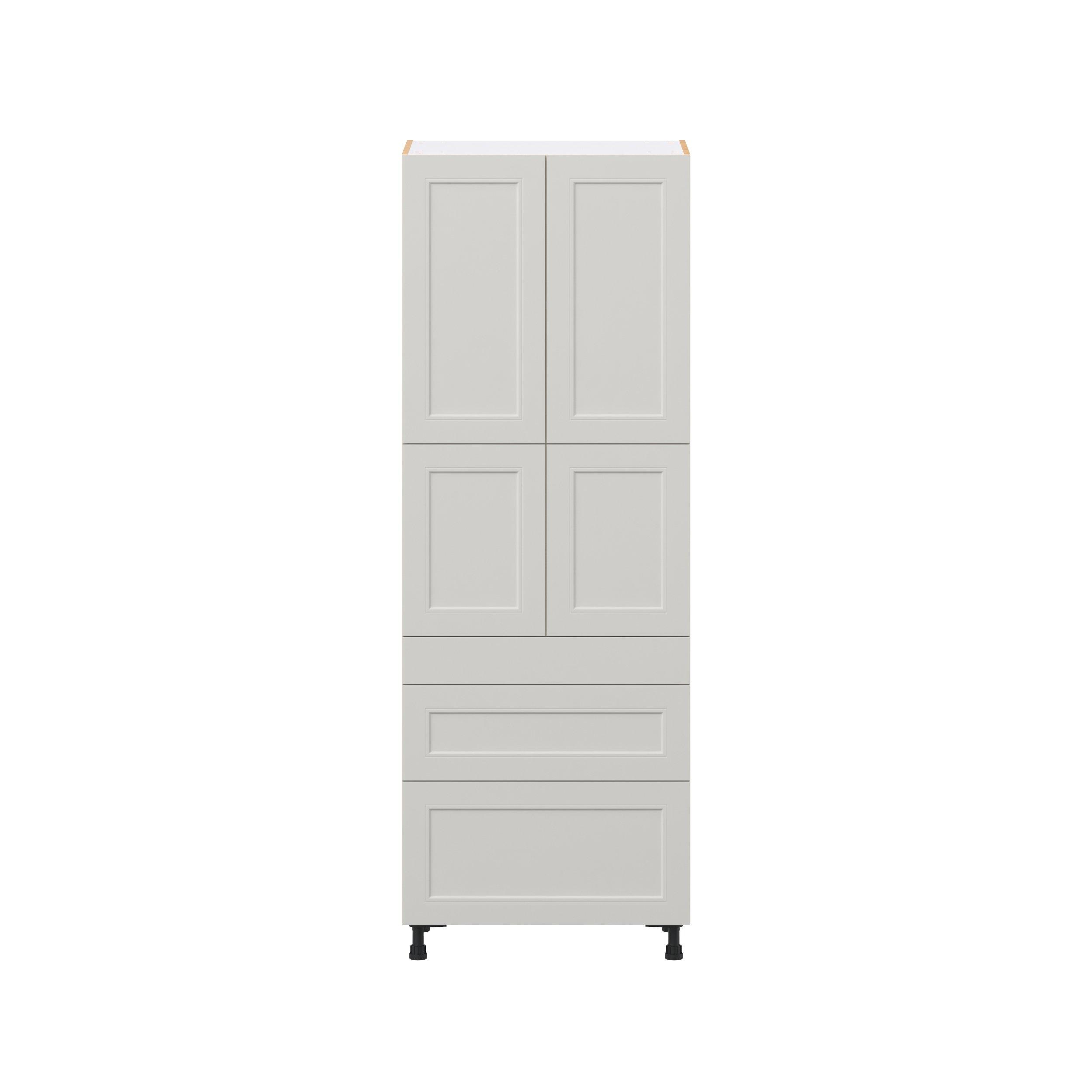 Lenox 30 in. Painted Light Gray Door and Drawer Pantry Cabinet with Inner Pull-Out