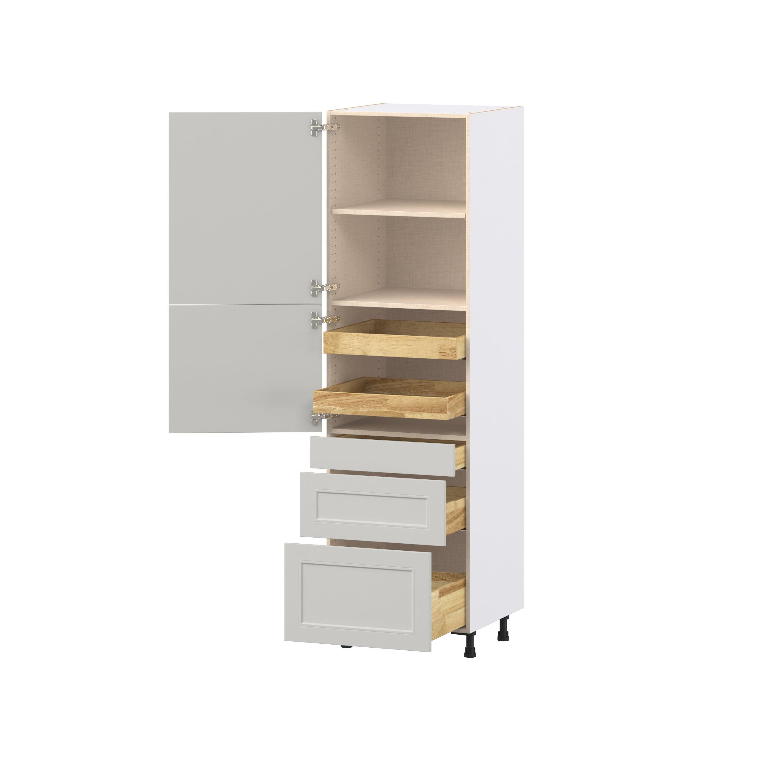 Lenox 24 in. Painted Light Gray Door and Drawer Pantry Cabinet with Inner Pull-Out