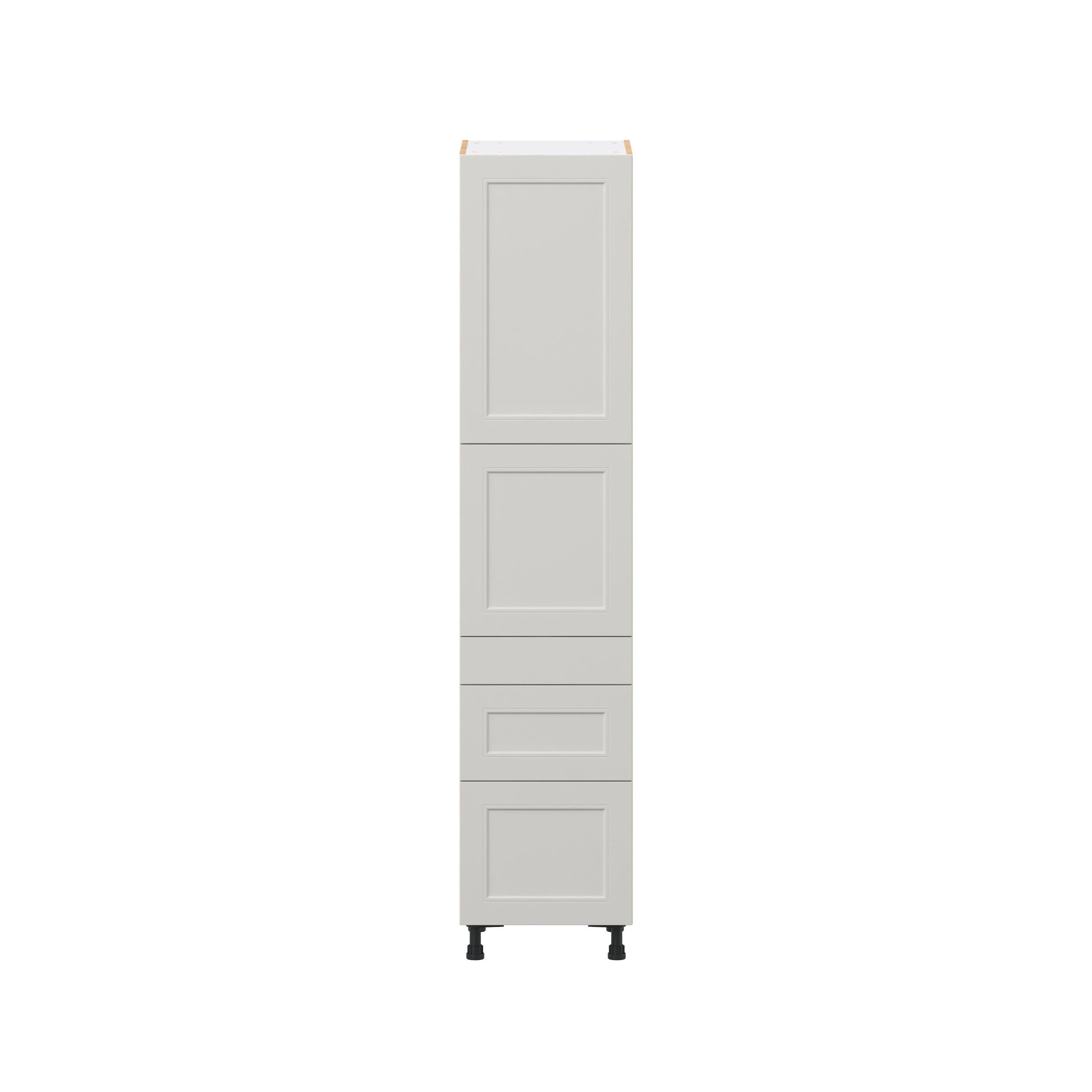 Lenox 18 in. Painted Light Gray Door and Drawer Pantry Cabinet with Inner Pull-Out