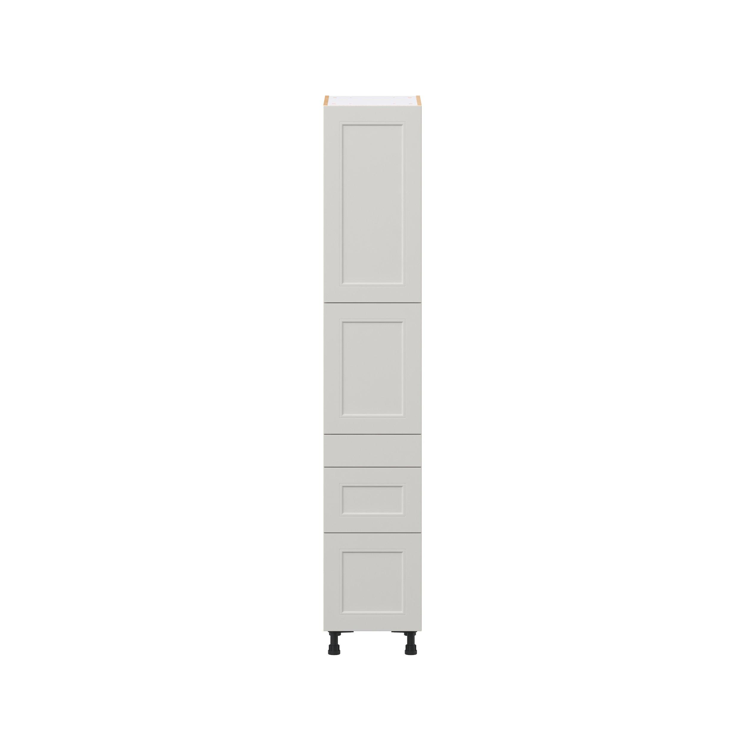 Lenox 15 in. Painted Light Gray Door and Drawer Pantry Cabinet with Inner Pull-Out