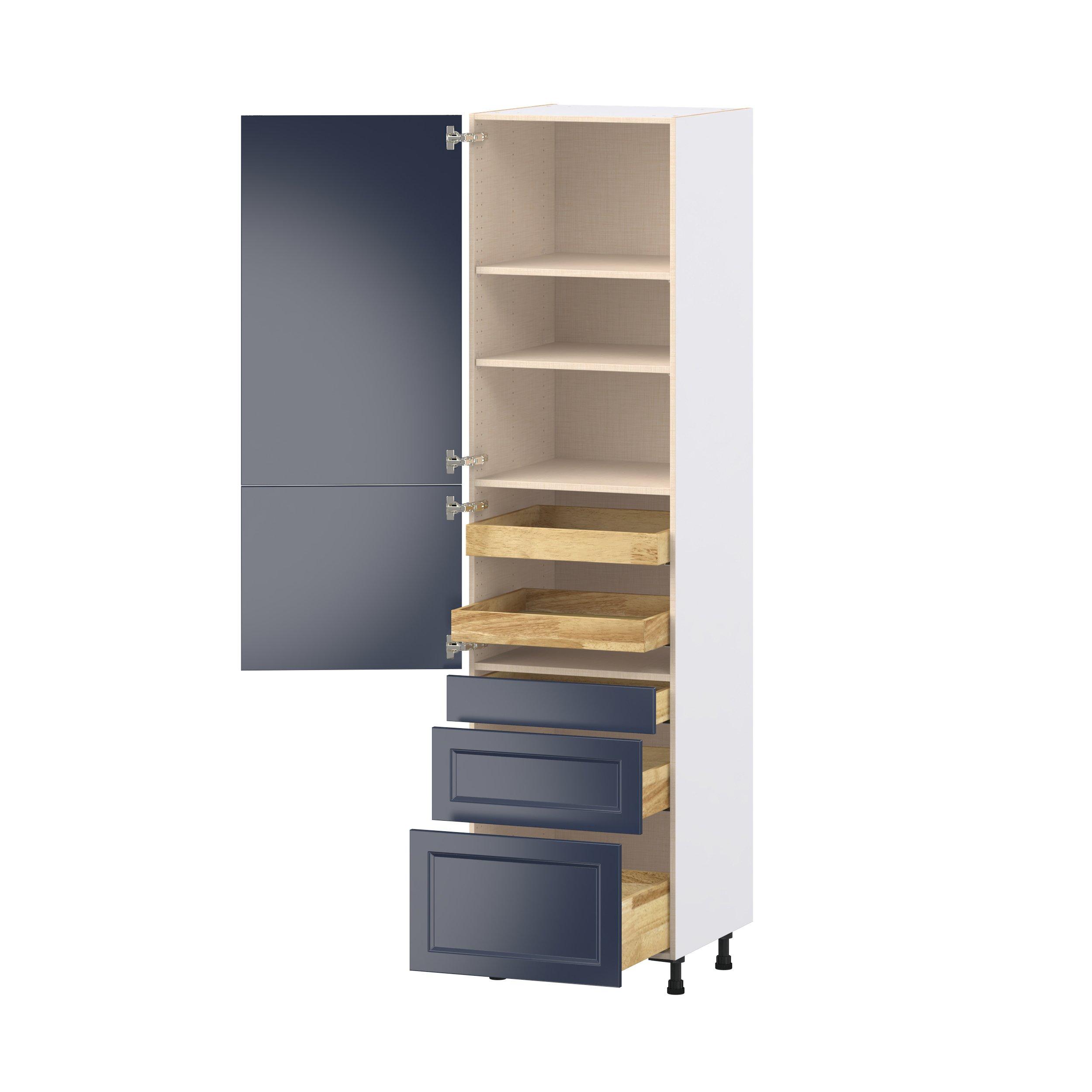 Peachtree 24 in. Painted Midnight Blue Door and Drawer Pantry Cabinet with Inner Pull-Out