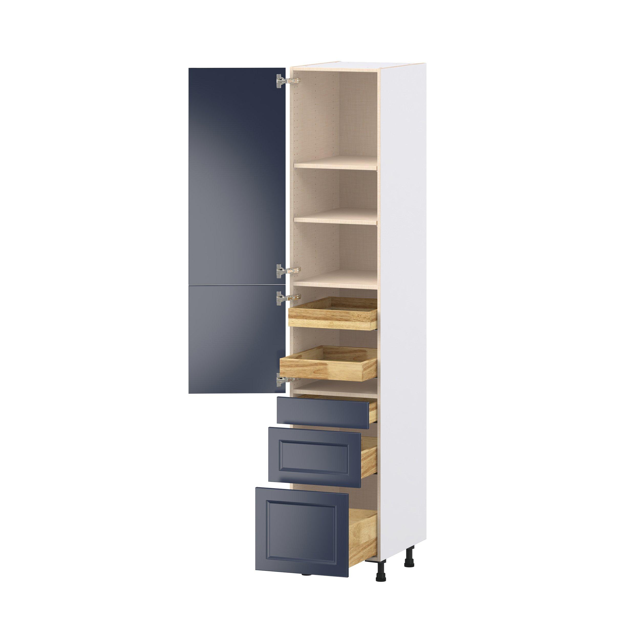 Peachtree 18 in. Painted Midnight Blue Door and Drawer Pantry Cabinet with Inner Pull-Out