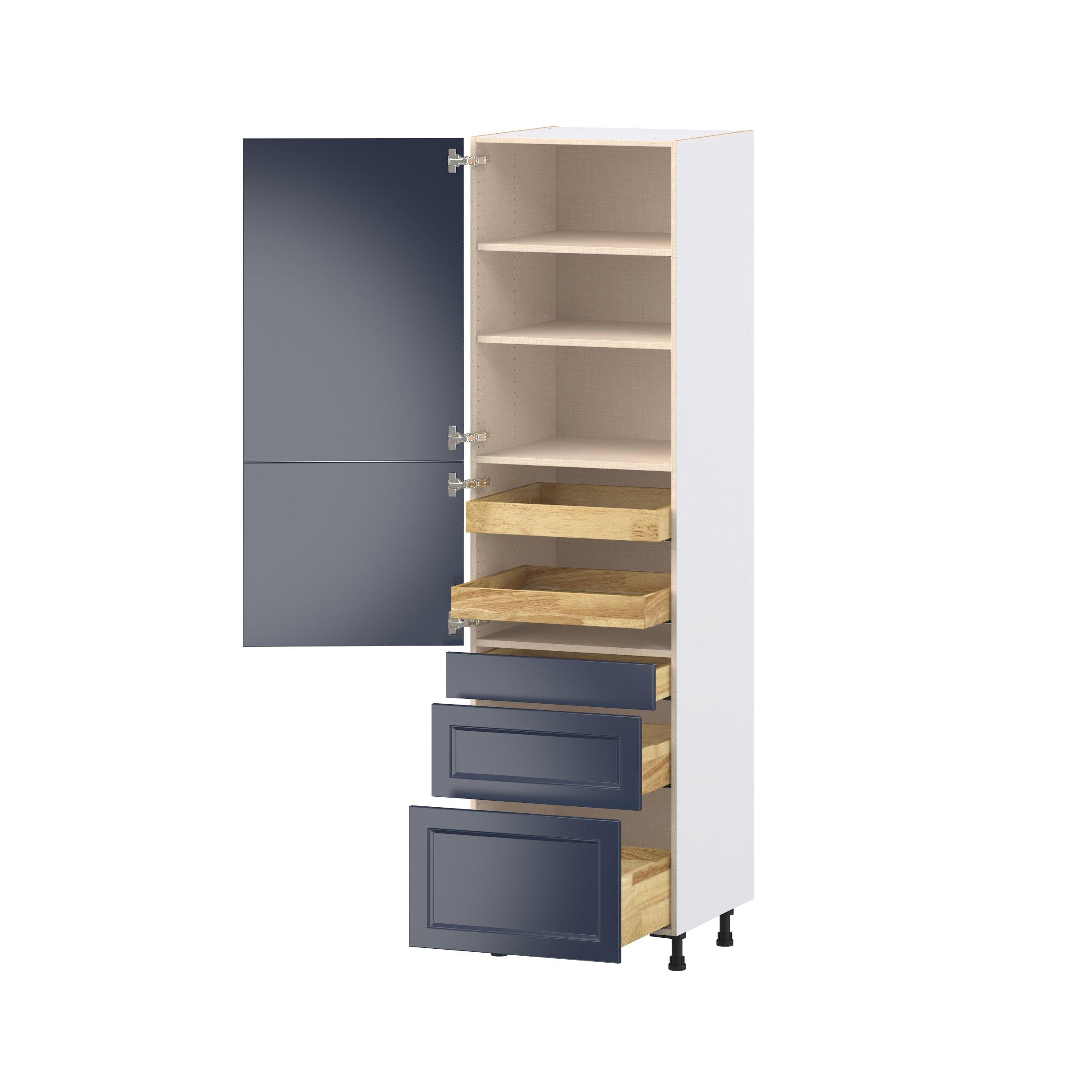 Peachtree 24 in. Painted Midnight Blue Door and Drawer Pantry Cabinet with Inner Pull-Out