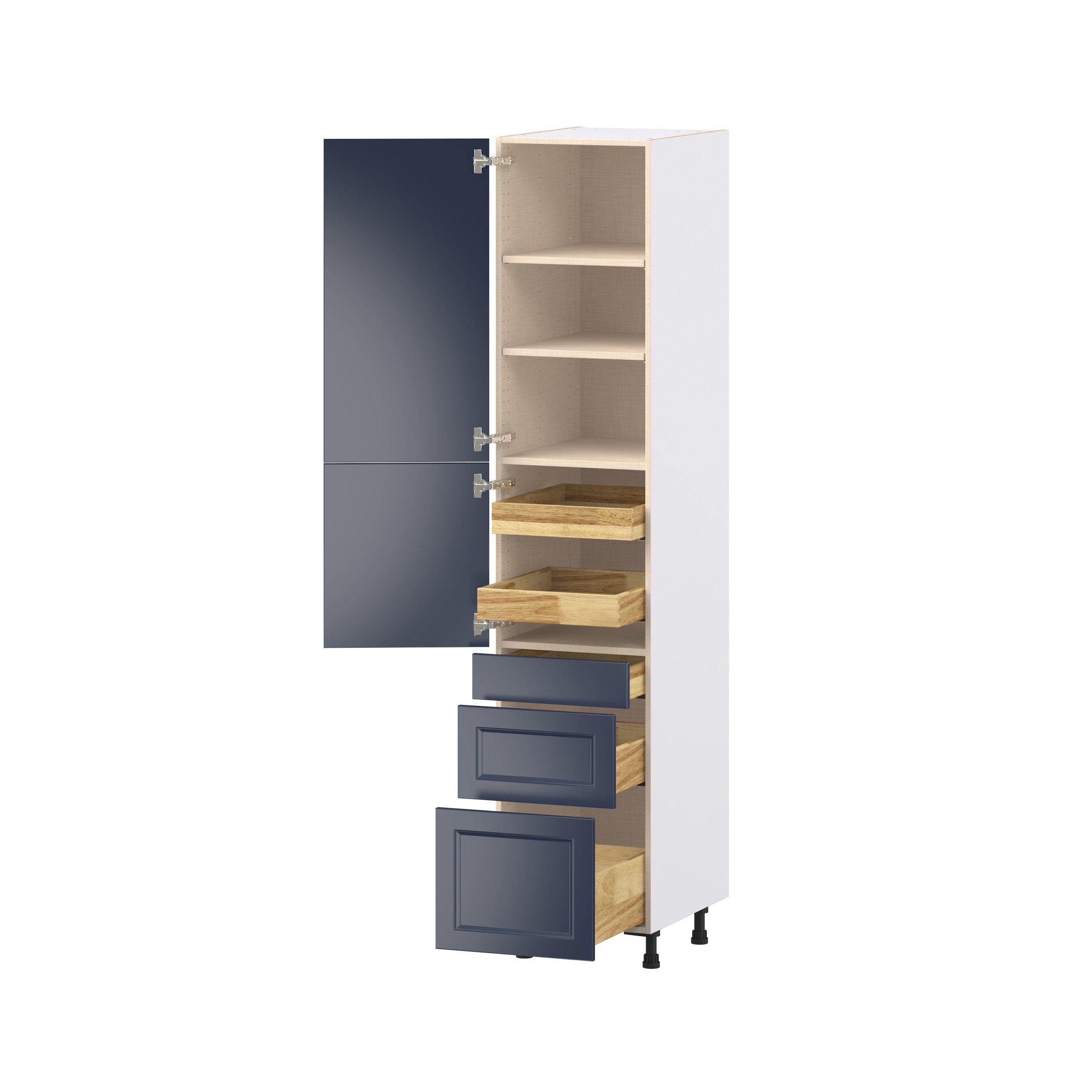 Peachtree 18 in. Painted Midnight Blue Door and Drawer Pantry Cabinet with Inner Pull-Out