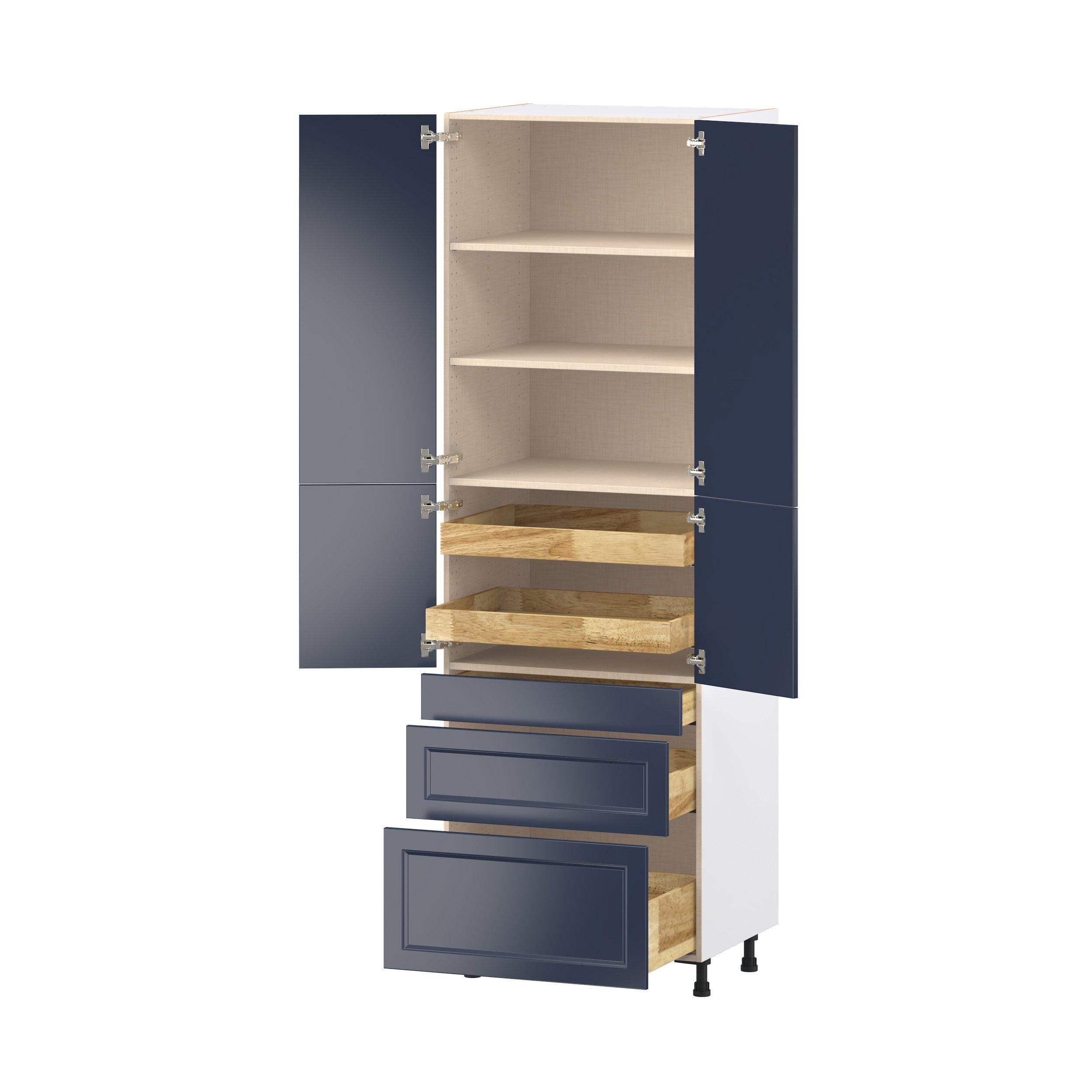 Peachtree 30 in. Painted Midnight Blue Door and Drawer Pantry Cabinet with Inner Pull-Out