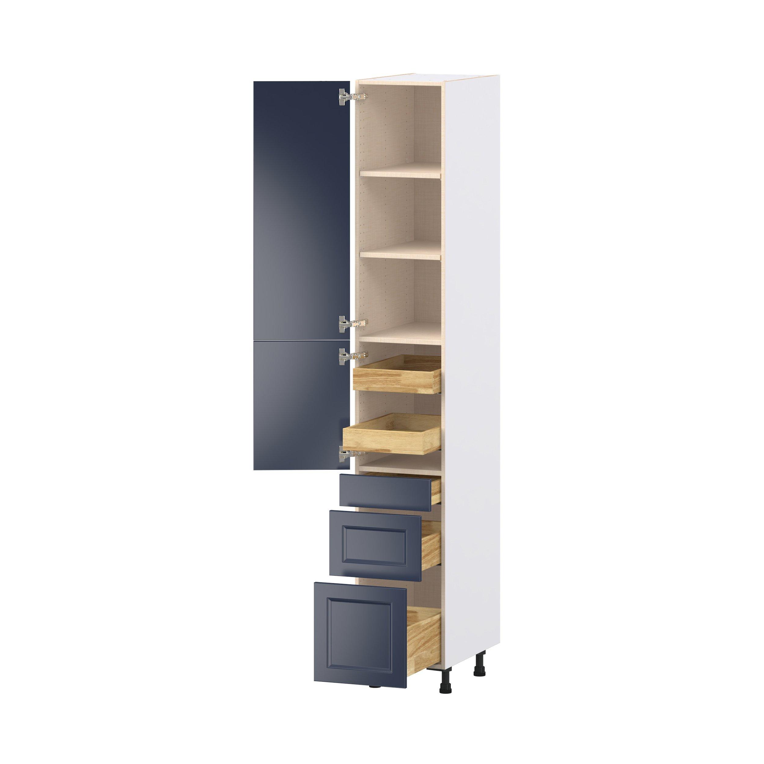 Peachtree 15 in. Painted Midnight Blue Door and Drawer Pantry Cabinet with Inner Pull-Out