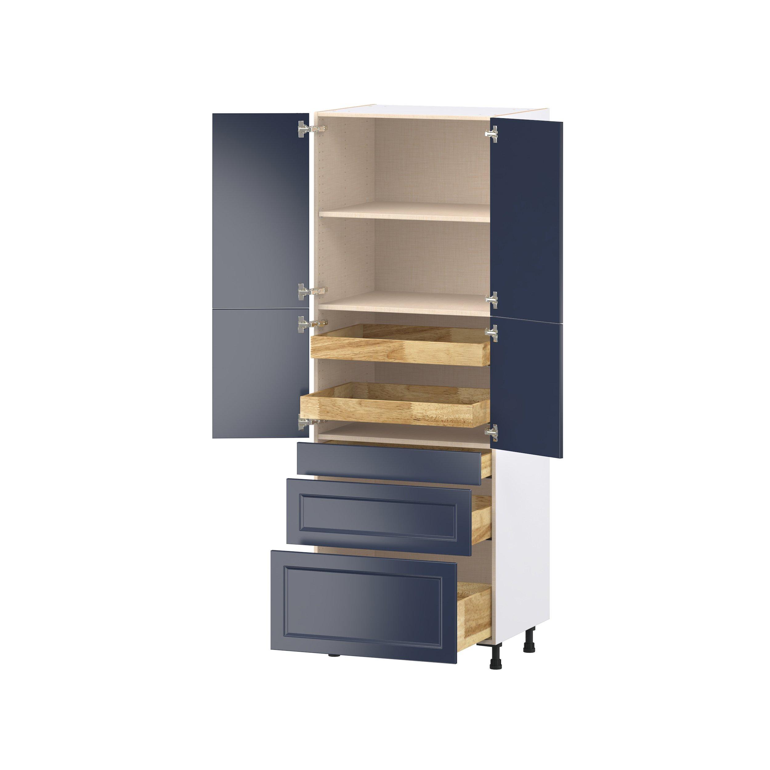 Peachtree 30 in. Painted Midnight Blue Door and Drawer Pantry Cabinet with Inner Pull-Out