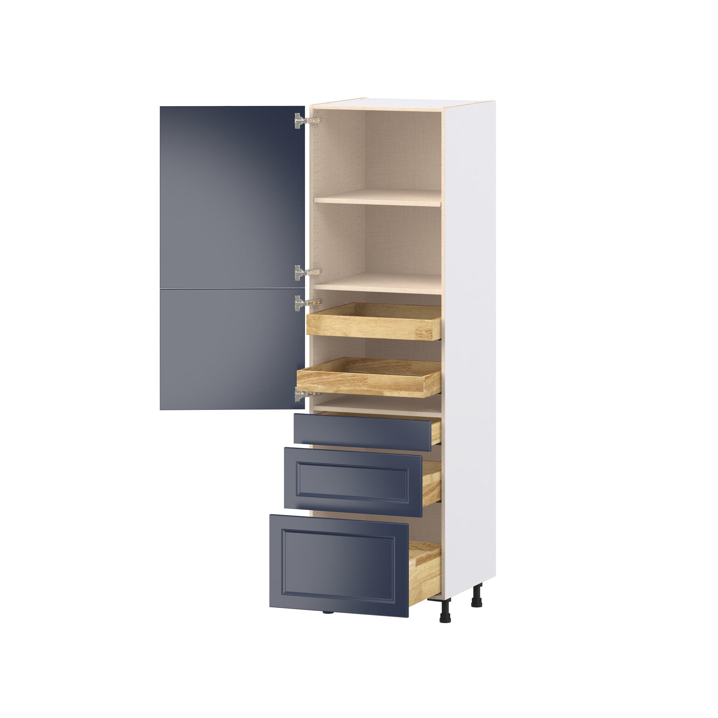 Peachtree 24 in. Painted Midnight Blue Door and Drawer Pantry Cabinet with Inner Pull-Out