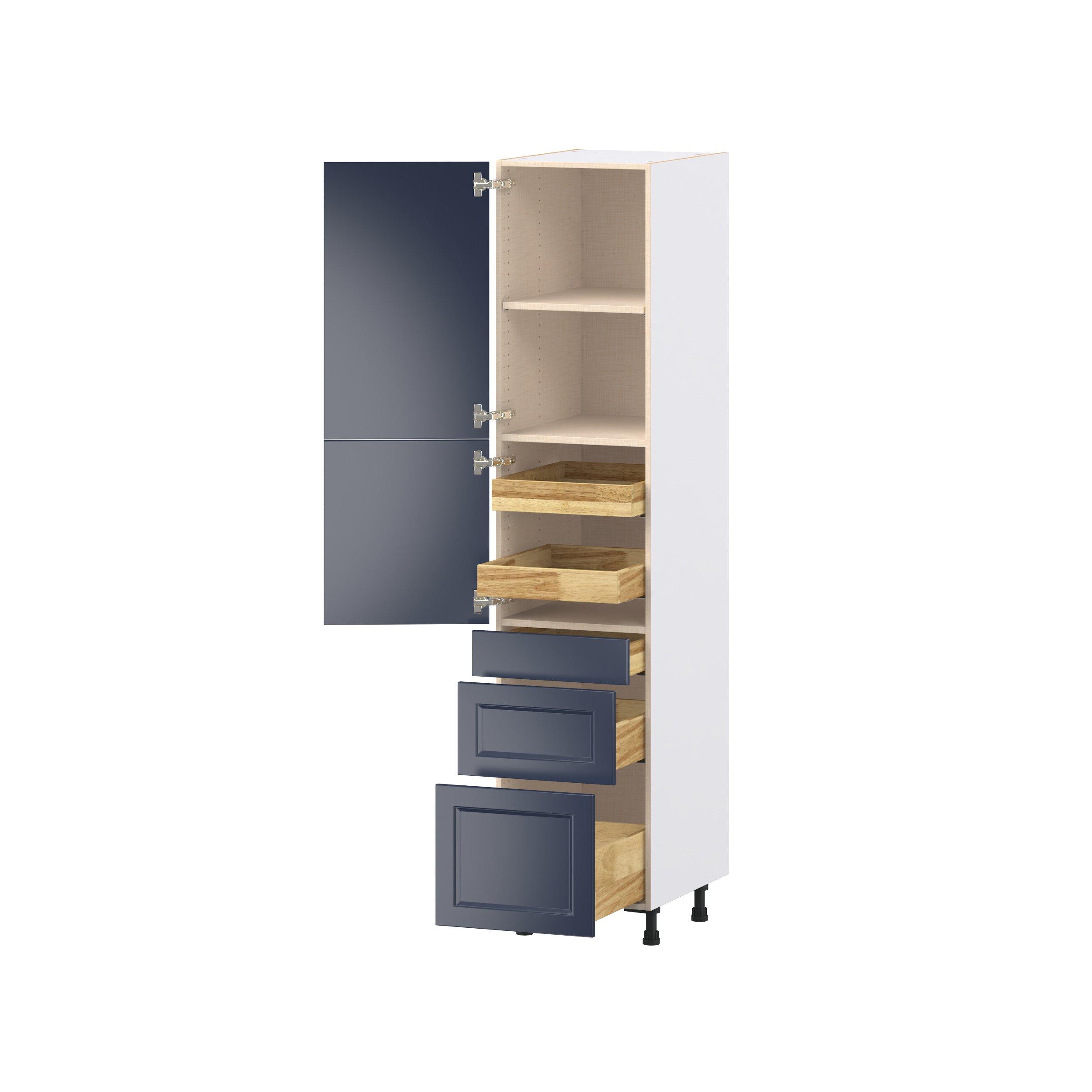 Peachtree 18 in. Painted Midnight Blue Door and Drawer Pantry Cabinet with Inner Pull-Out