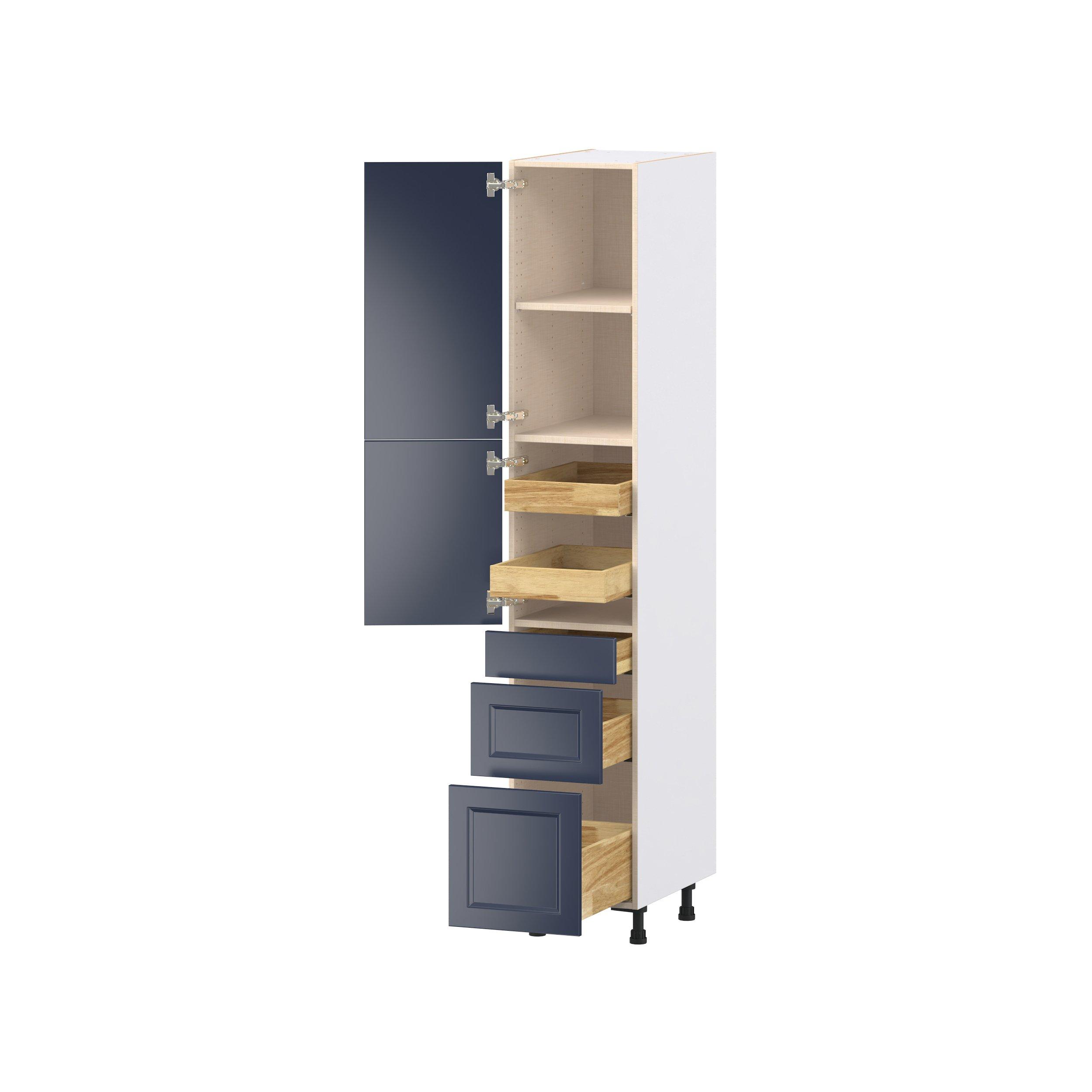 Peachtree 15 in. Painted Midnight Blue Door and Drawer Pantry Cabinet with Inner Pull-Out