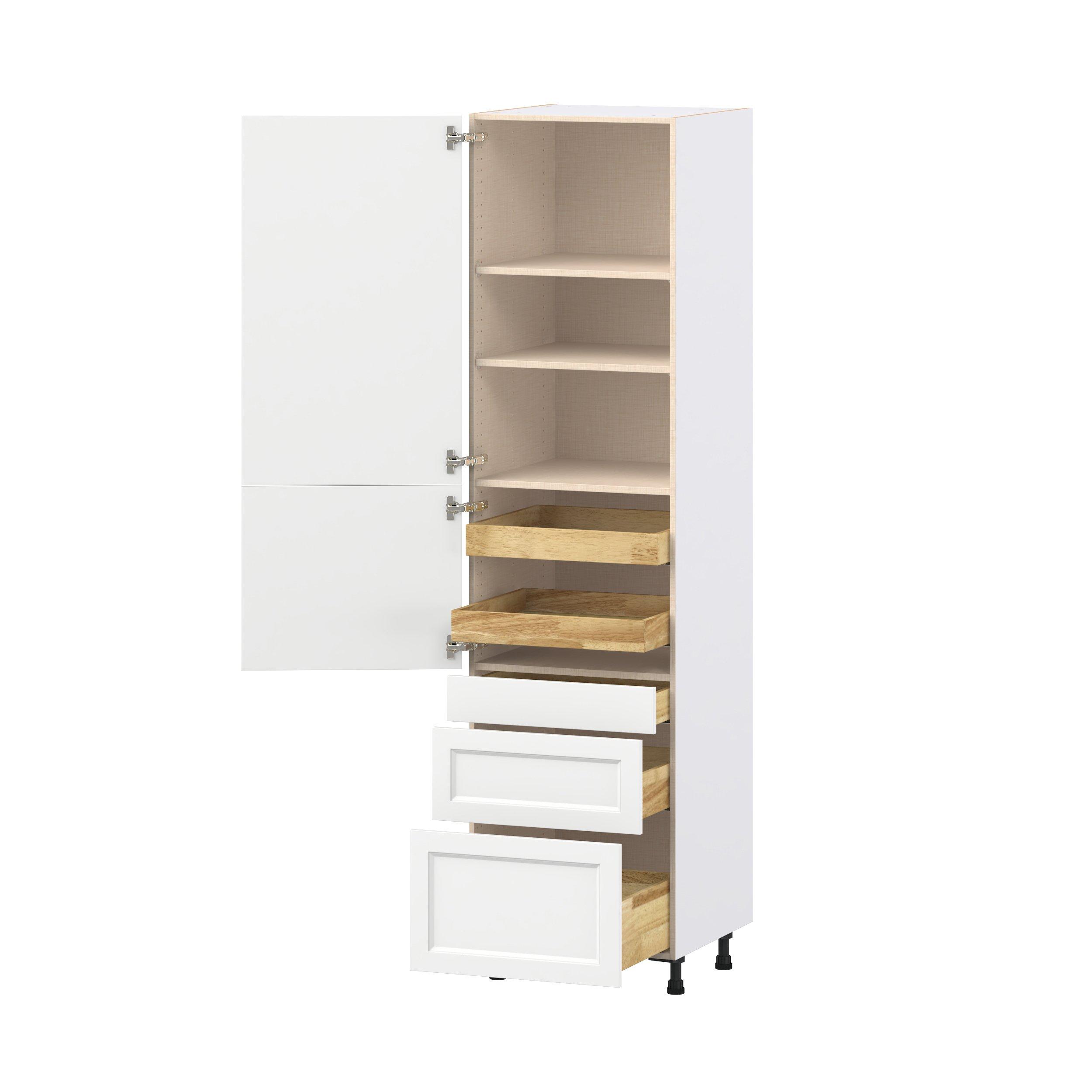 Peachtree 24 in. Painted Bright White Door and Drawer Pantry Cabinet with Inner Pull-Out