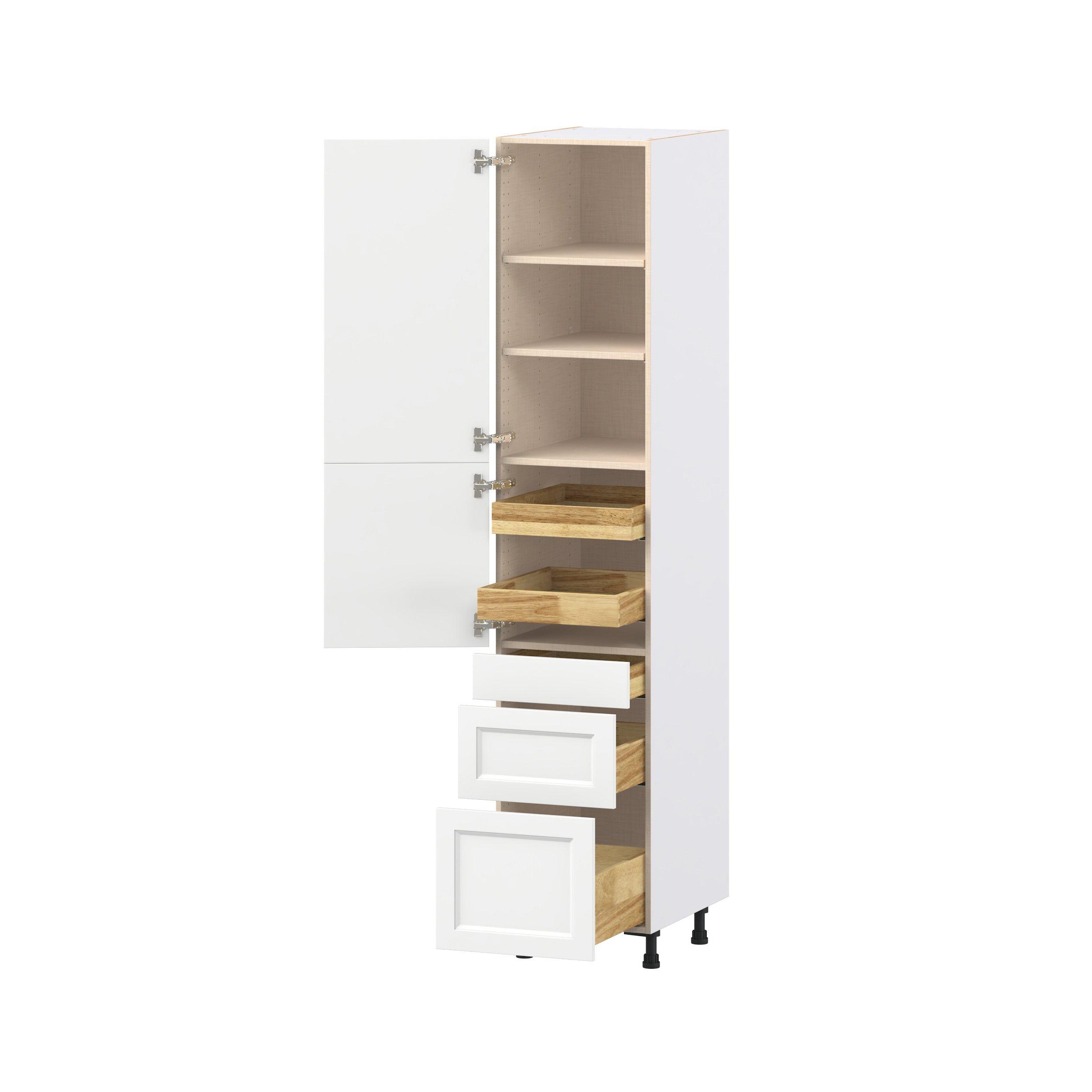 Peachtree 18 in. Painted Bright White Door and Drawer Pantry Cabinet with Inner Pull-Out