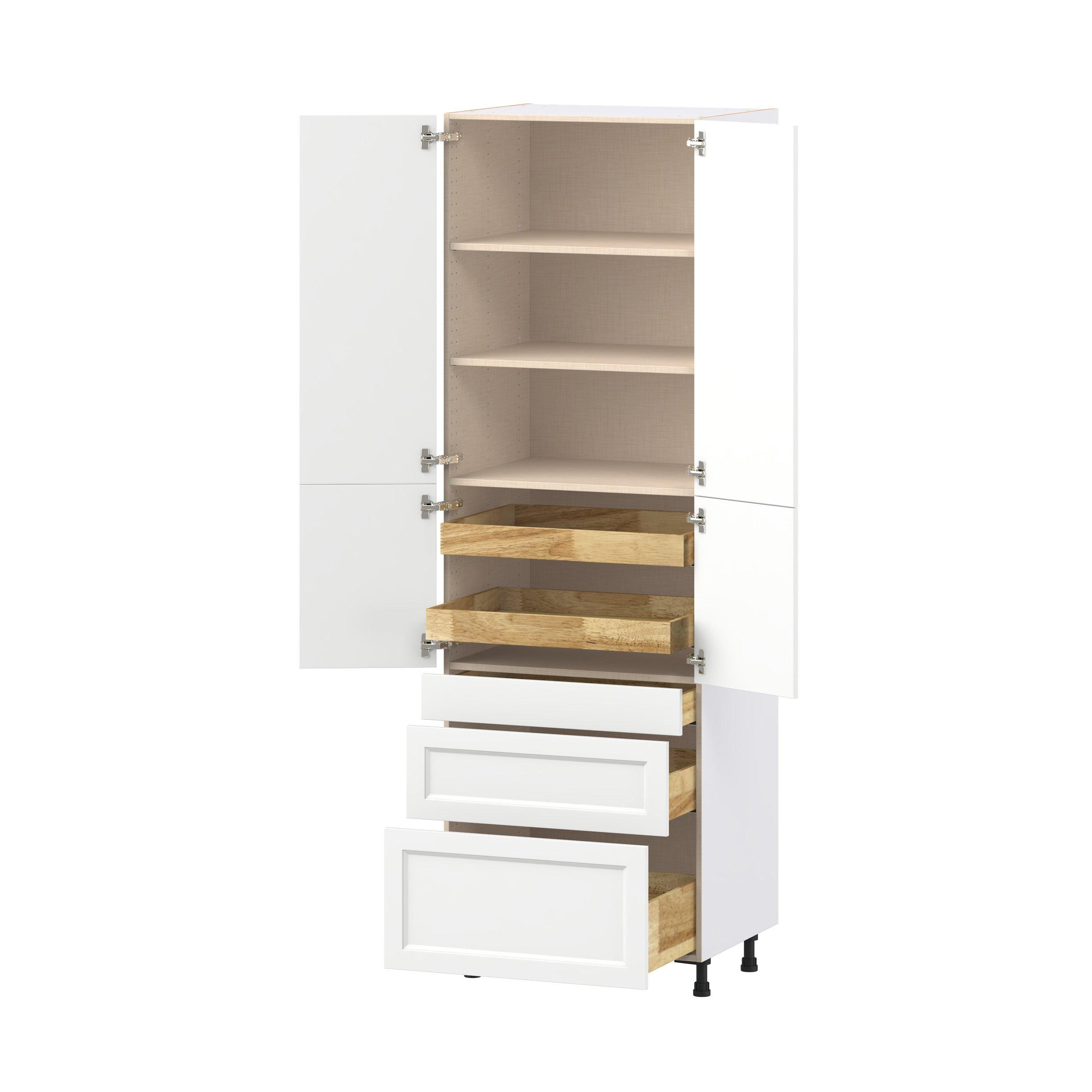 Peachtree 30 in. Painted Bright White Door and Drawer Pantry Cabinet with Inner Pull-Out