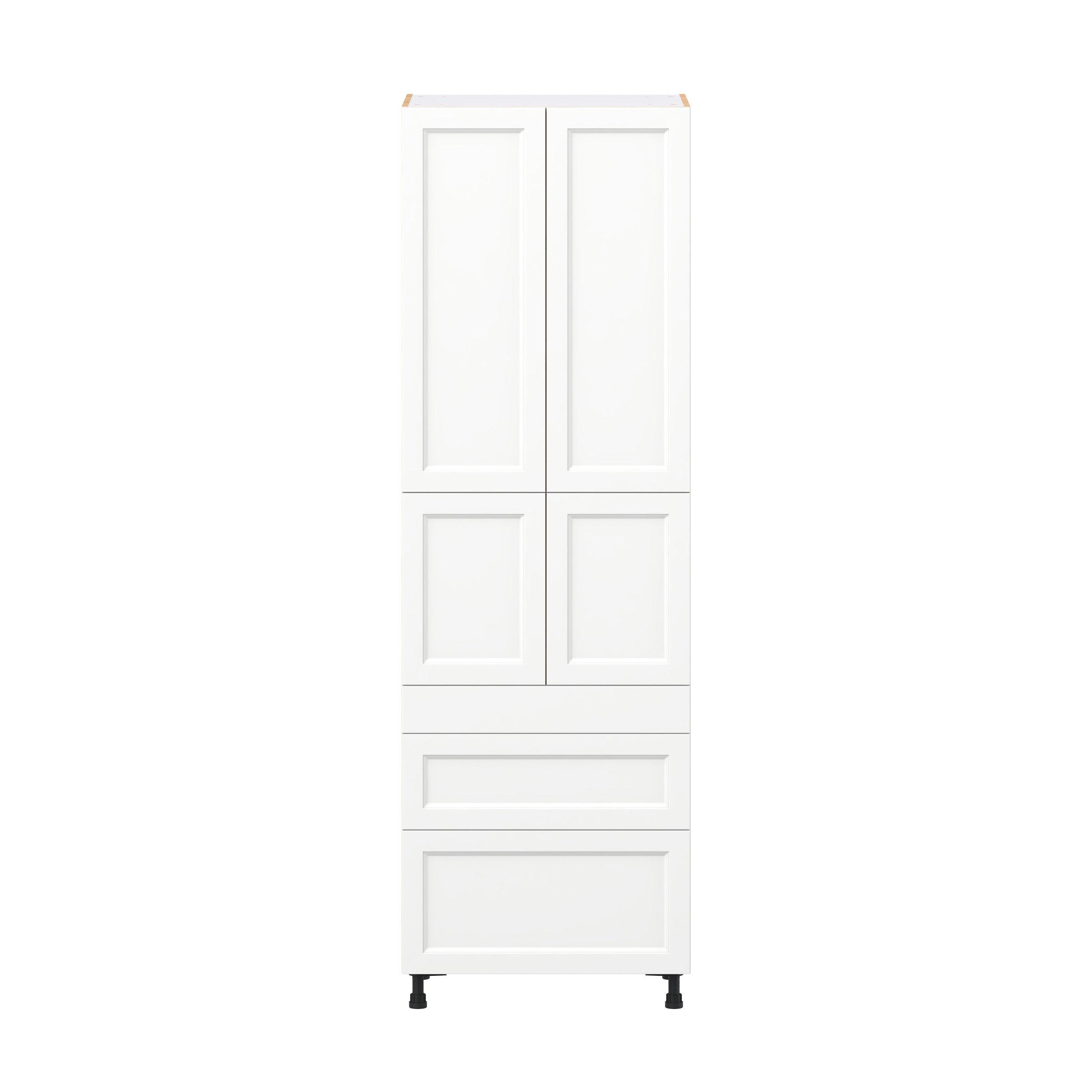 Peachtree 30 in. Painted Bright White Door and Drawer Pantry Cabinet with Inner Pull-Out