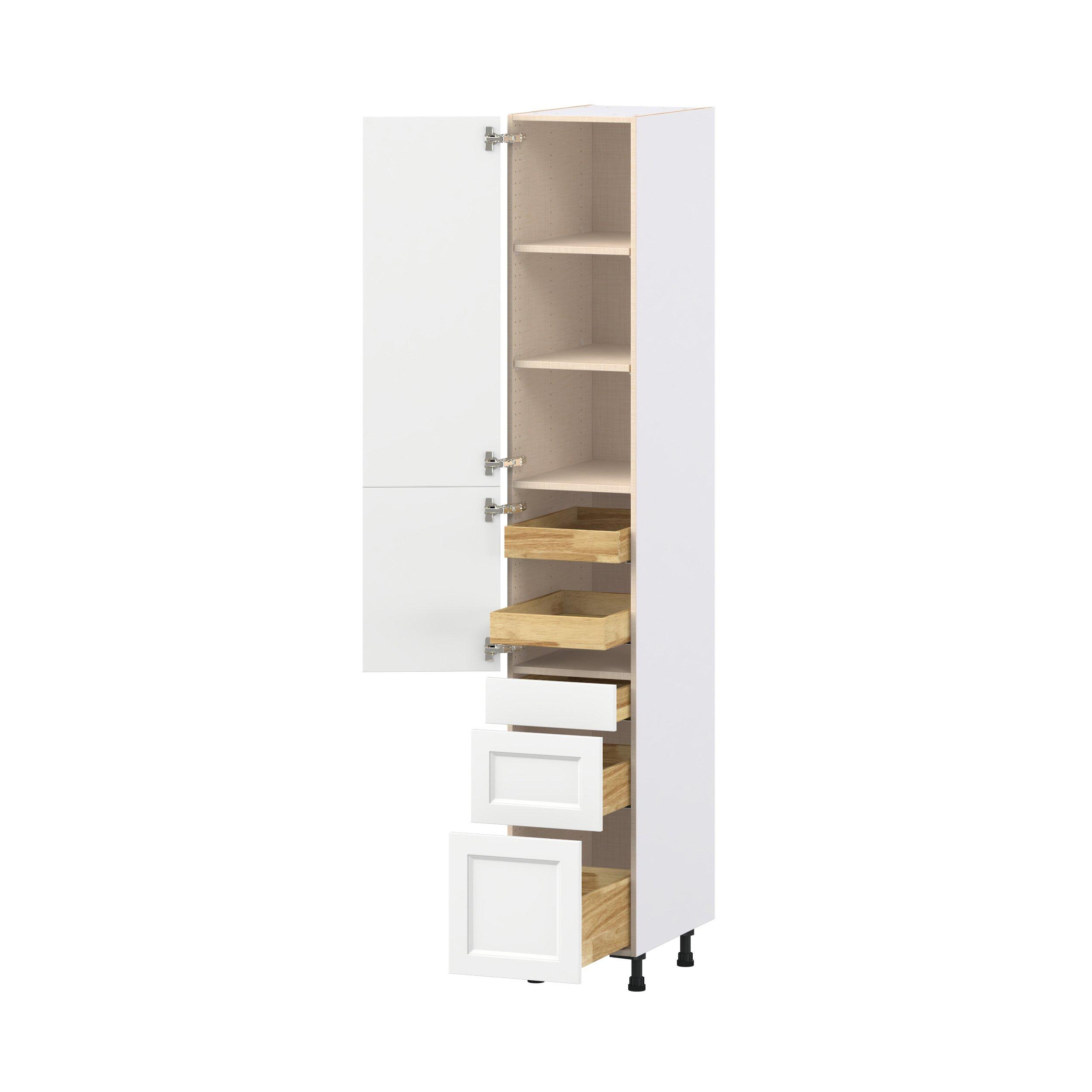 Peachtree 15 in. Painted Bright White Door and Drawer Pantry Cabinet with Inner Pull-Out