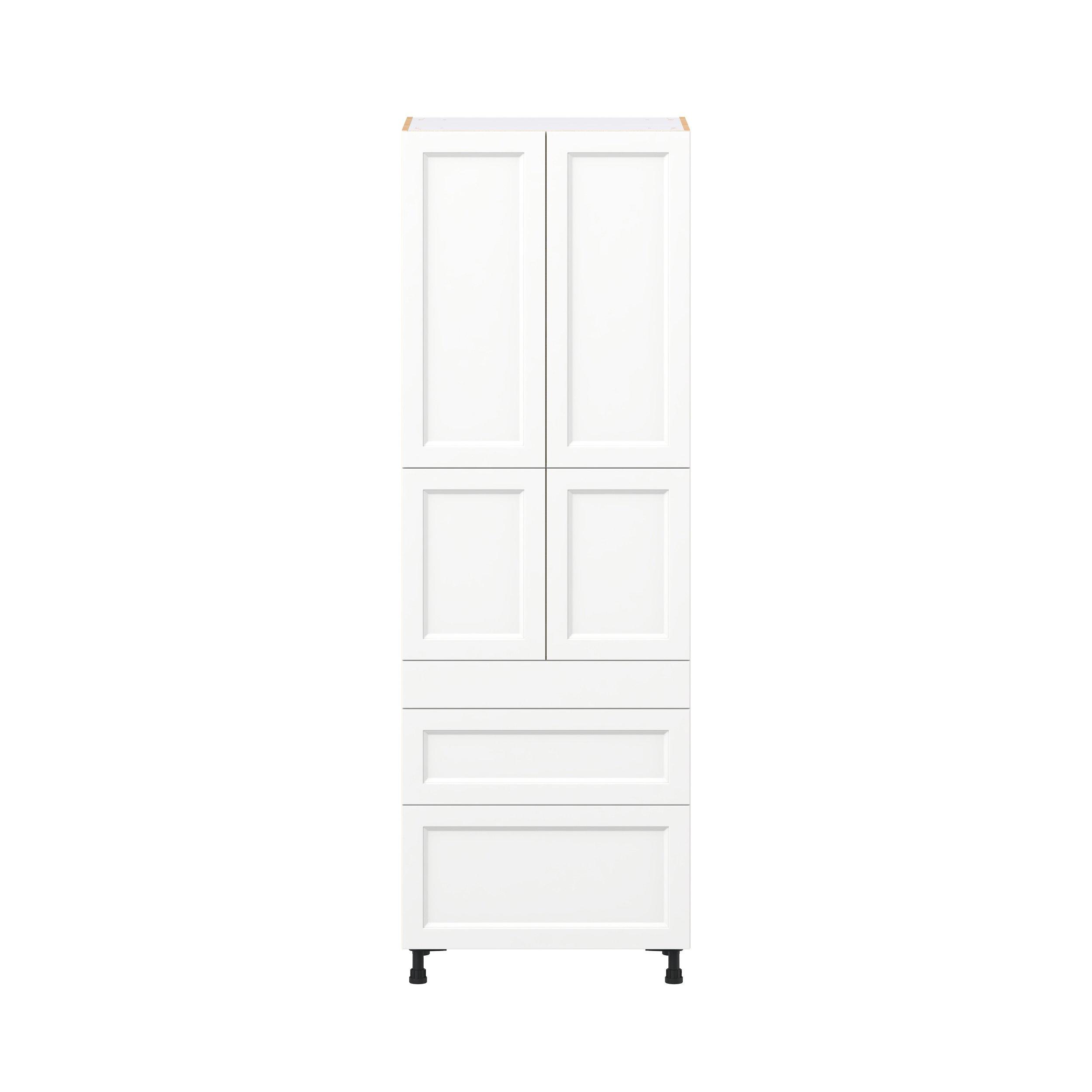 Peachtree 30 in. Painted Bright White Door and Drawer Pantry Cabinet with Inner Pull-Out